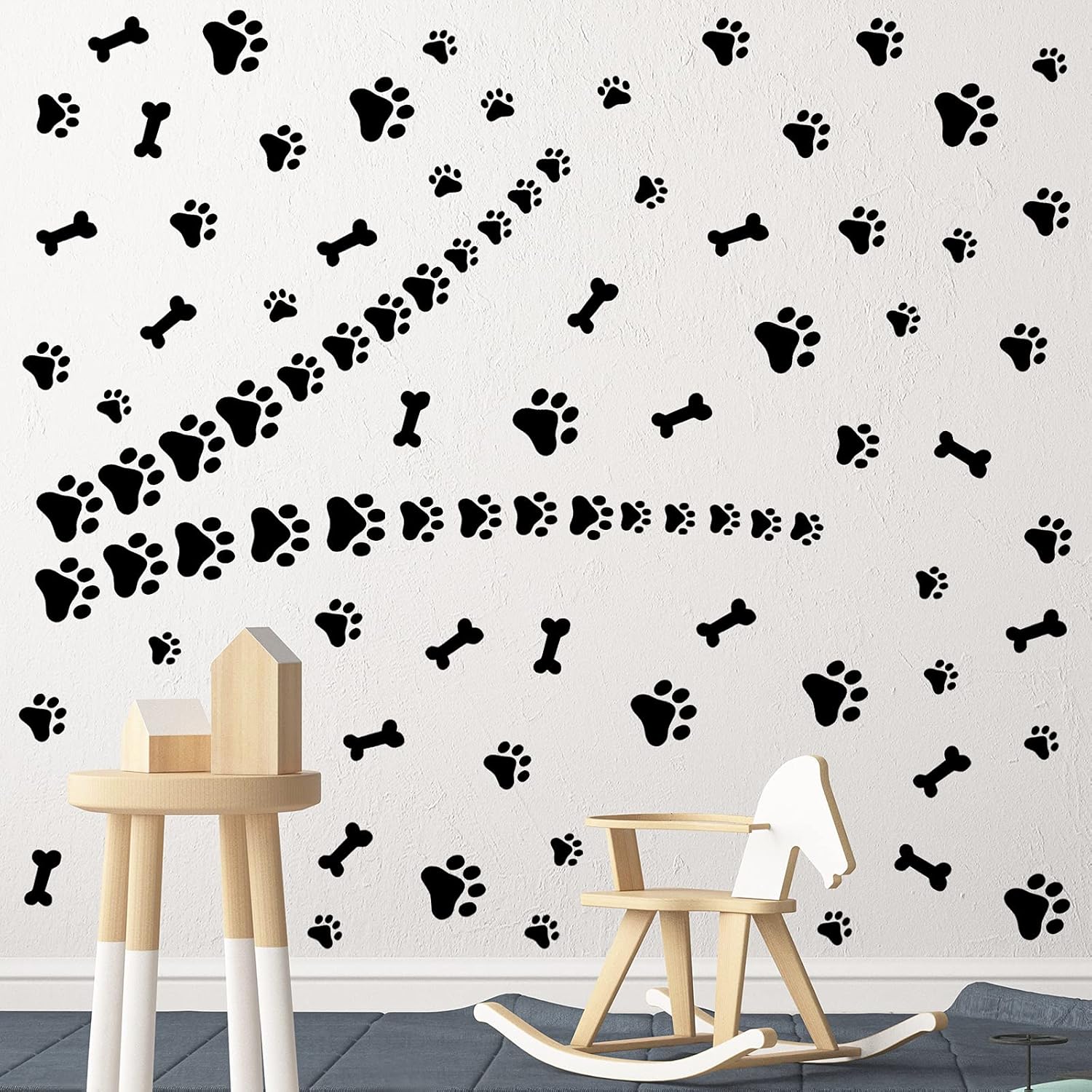 76 Pieces Black Dog Paw Decal Wall Sticker