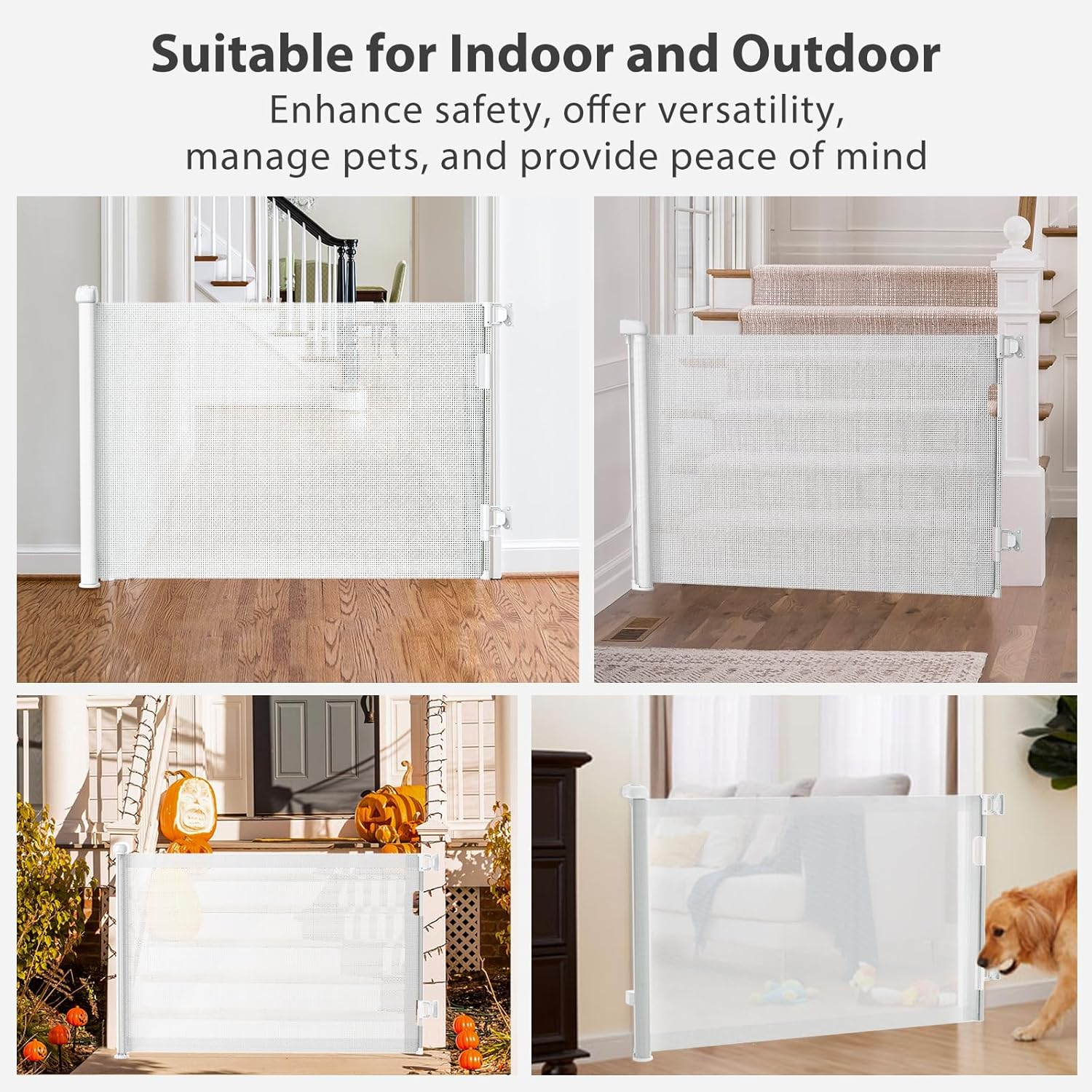 Retractable Baby Gate with Auto-Lock and Double Locking Safety