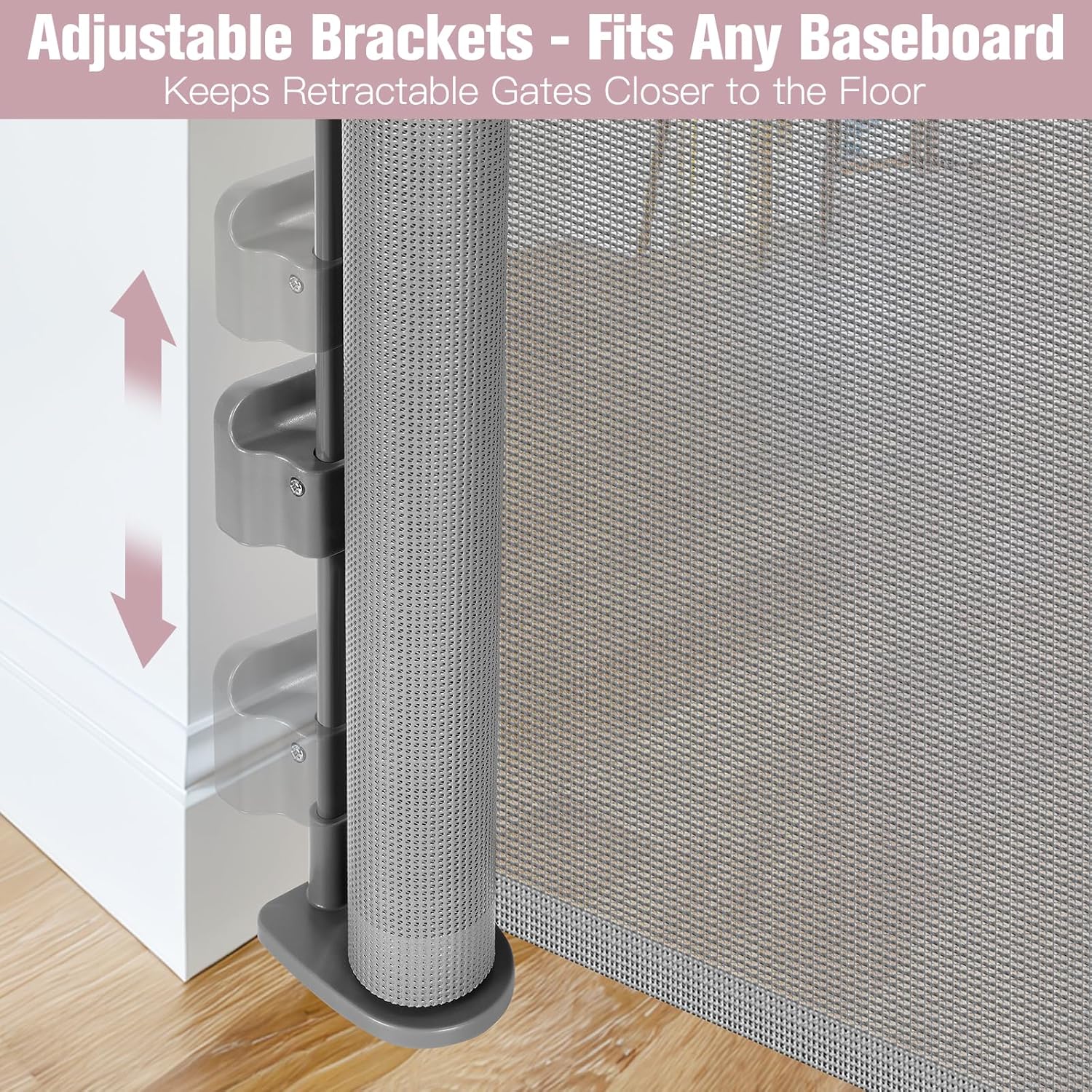 75 Inch Wide Retractable Baby Gate No Drilling Gray