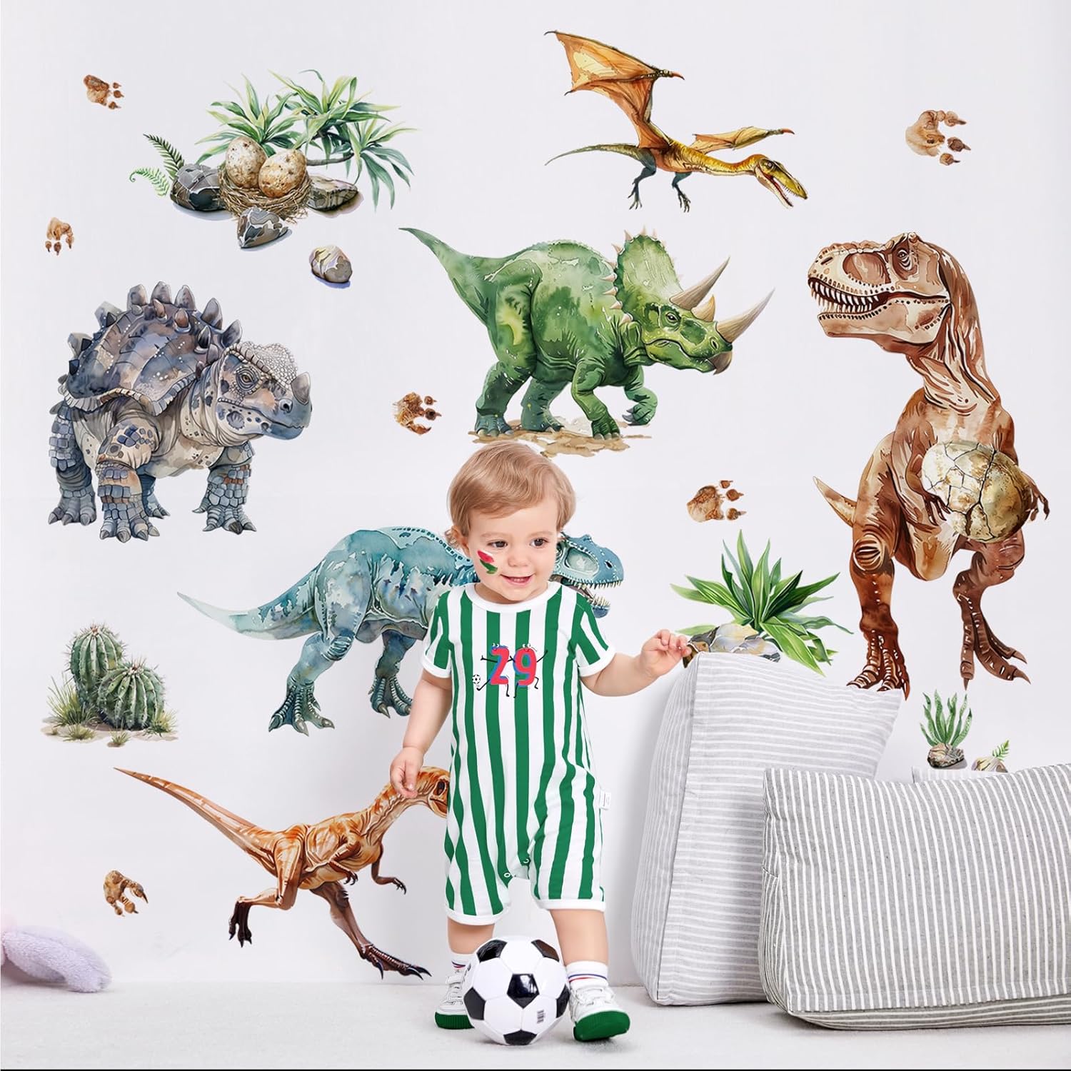 Supzone Dinosaur Wall Decals Large Volcano Stickers for Kids Room