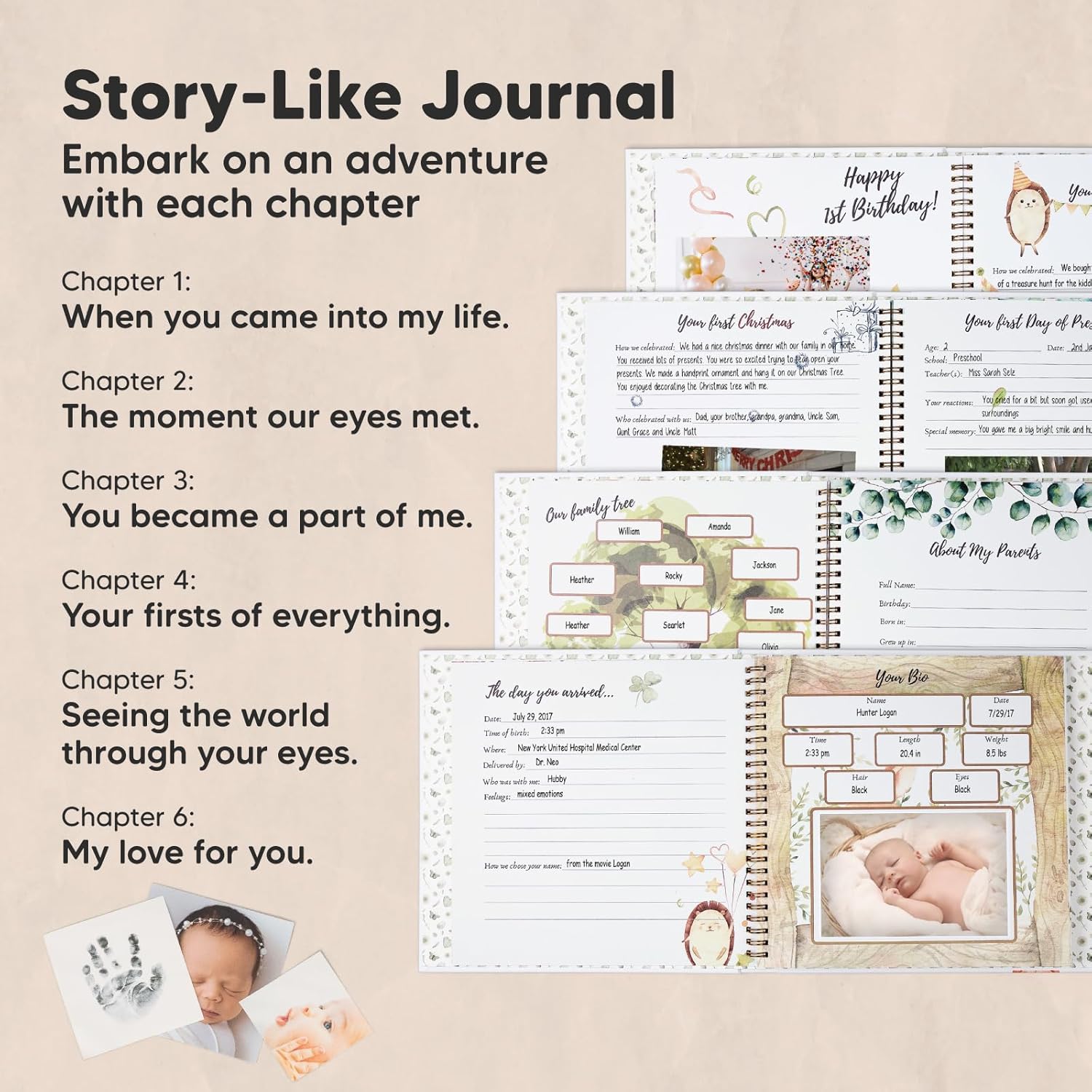 KeaBabies Hand Footprint Kit with Memory Book