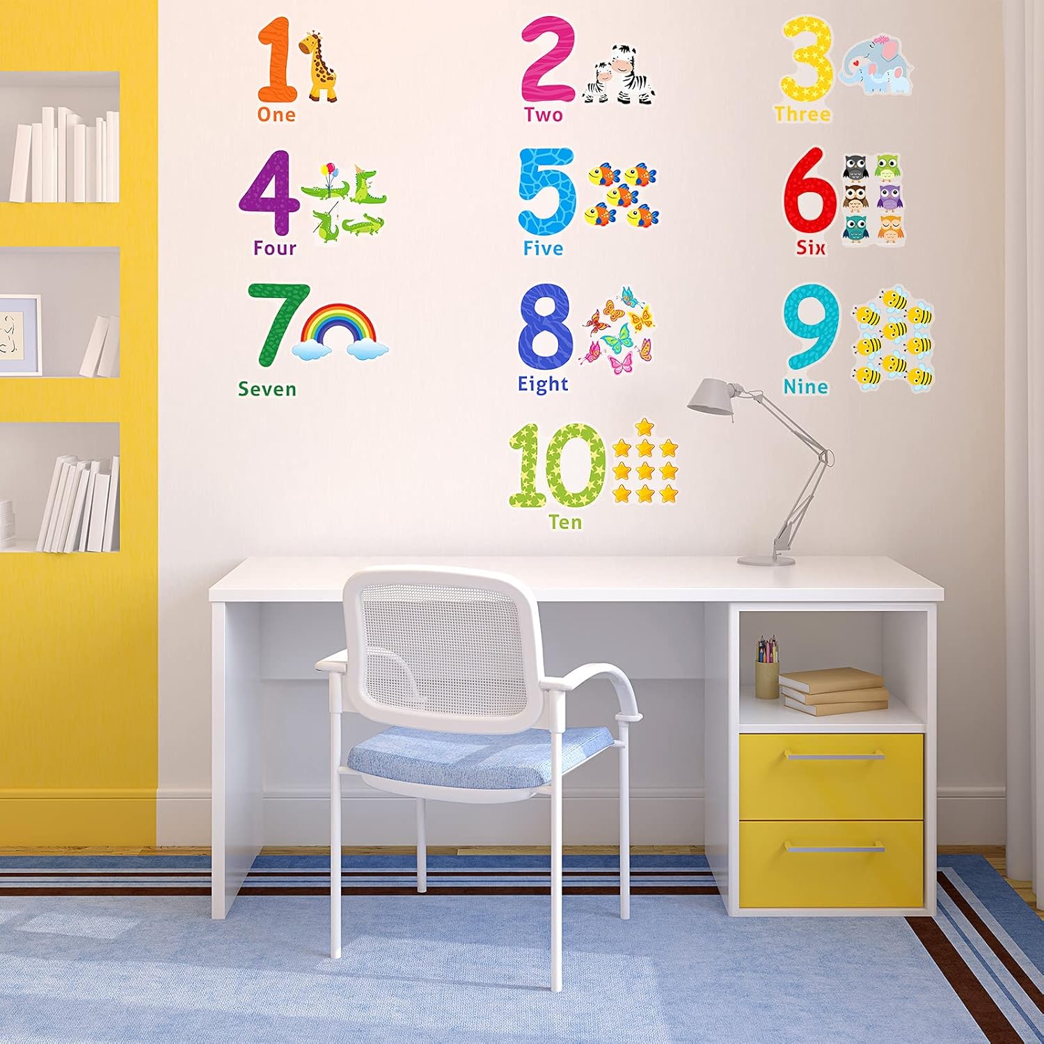 Outus 3 Sheet Number Wall Decals for Kids Classroom Decor