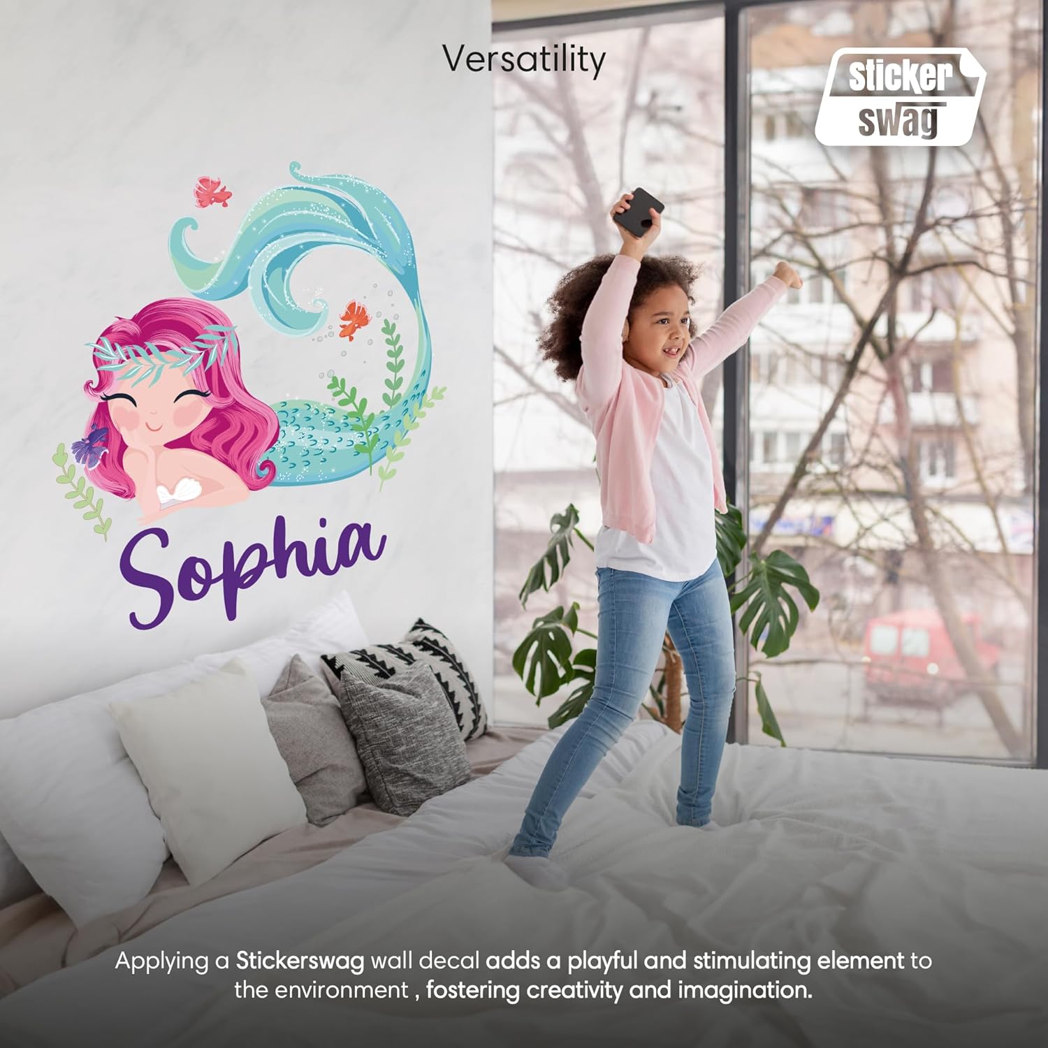 Personalized Gradient Mermaid Name Wall Decal