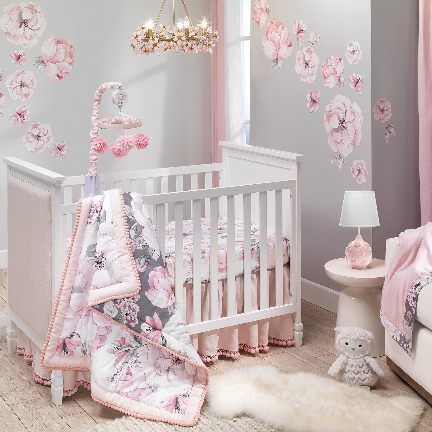 Lambs Ivy Signature Botanical Baby Pink Gray Wall Decals