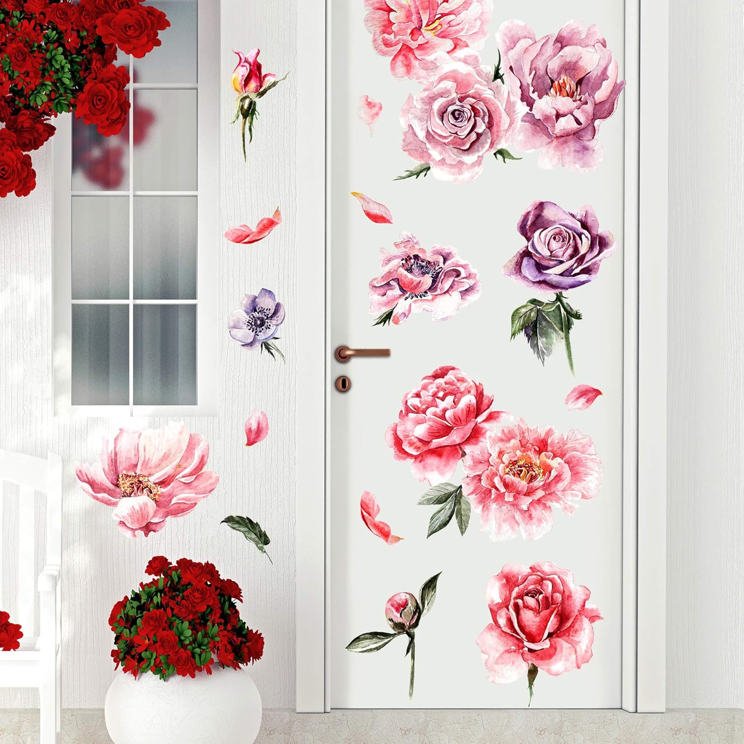 Amaonm 3D Peony Flower Wall Decal for Kids Bedroom