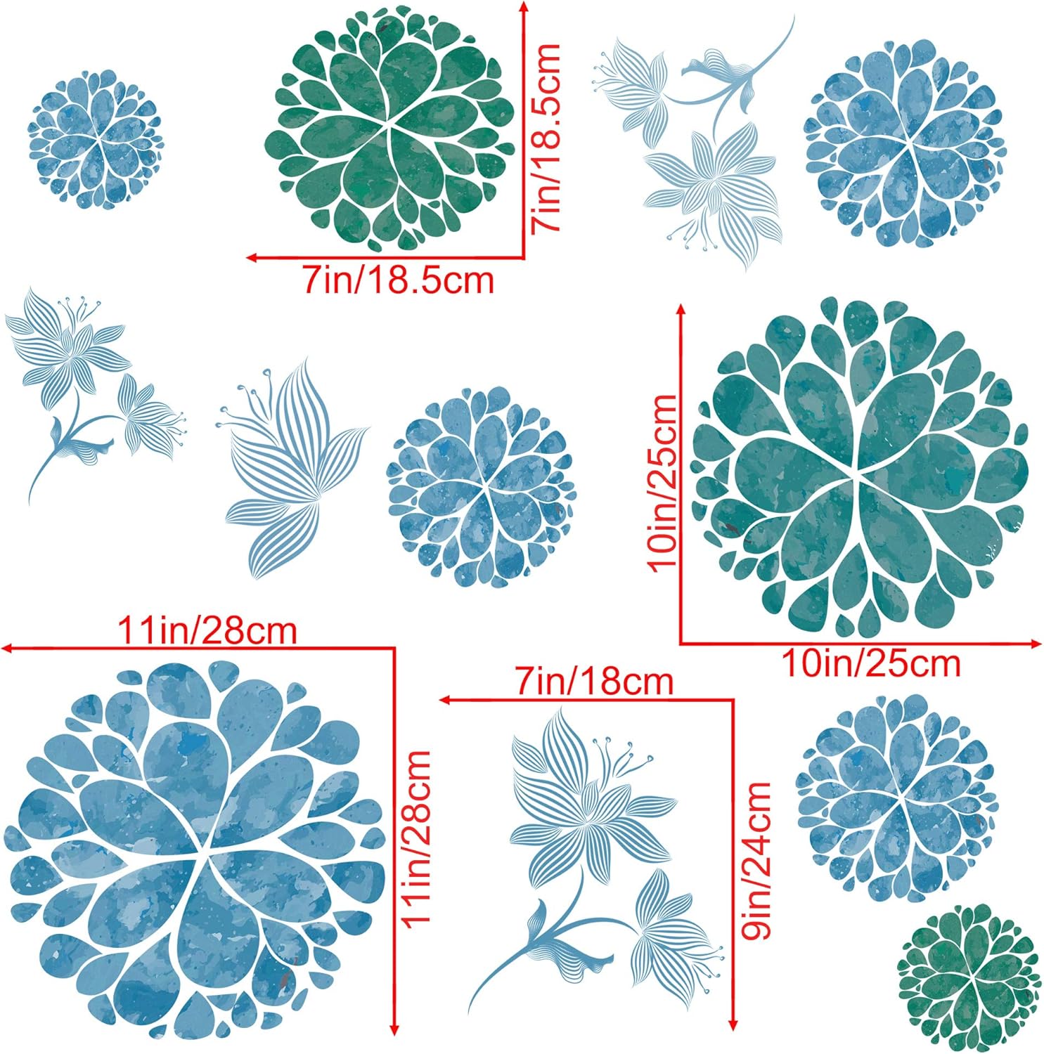 3D DIY Blue Flowers Wall Decals Stickers for Kids Room