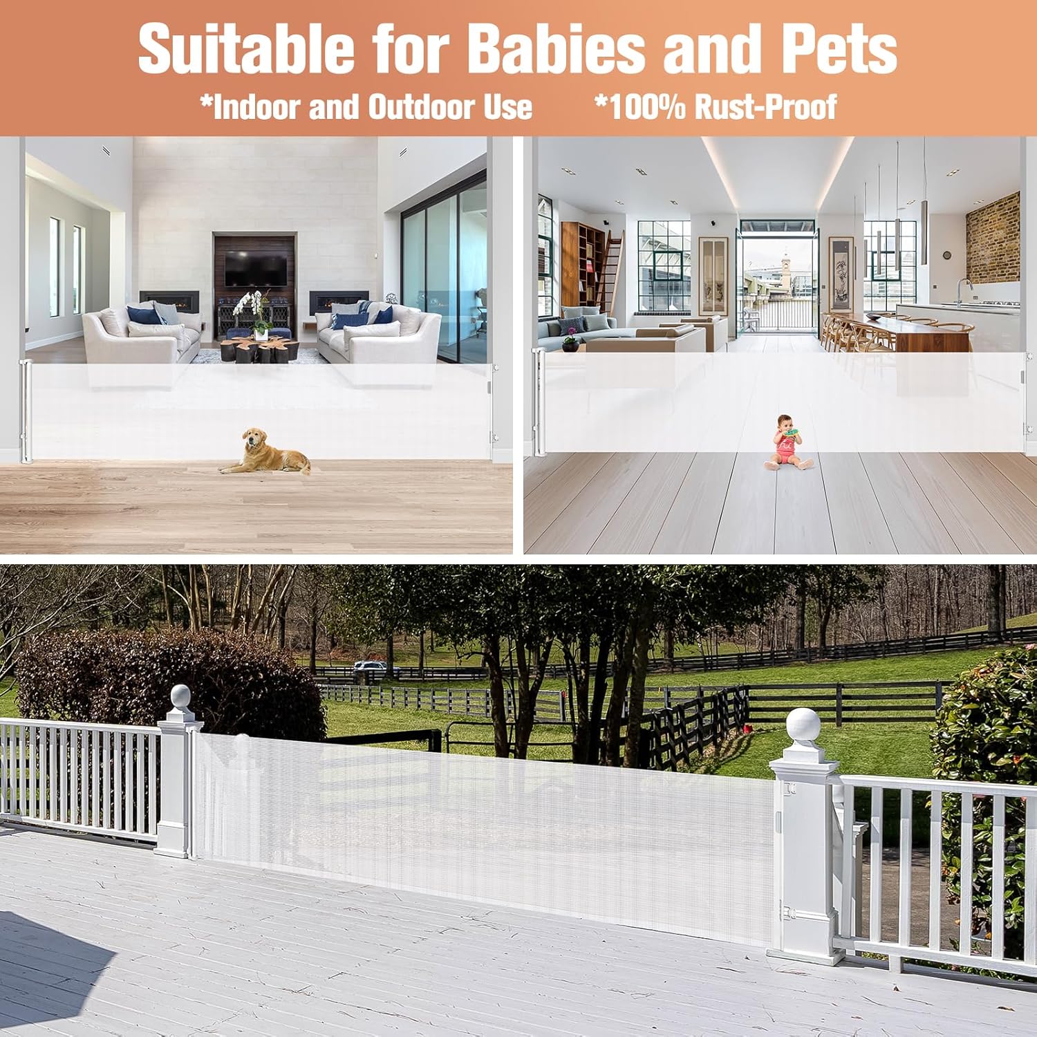 42 Tall X 140 Wide Retractable Baby Gate
