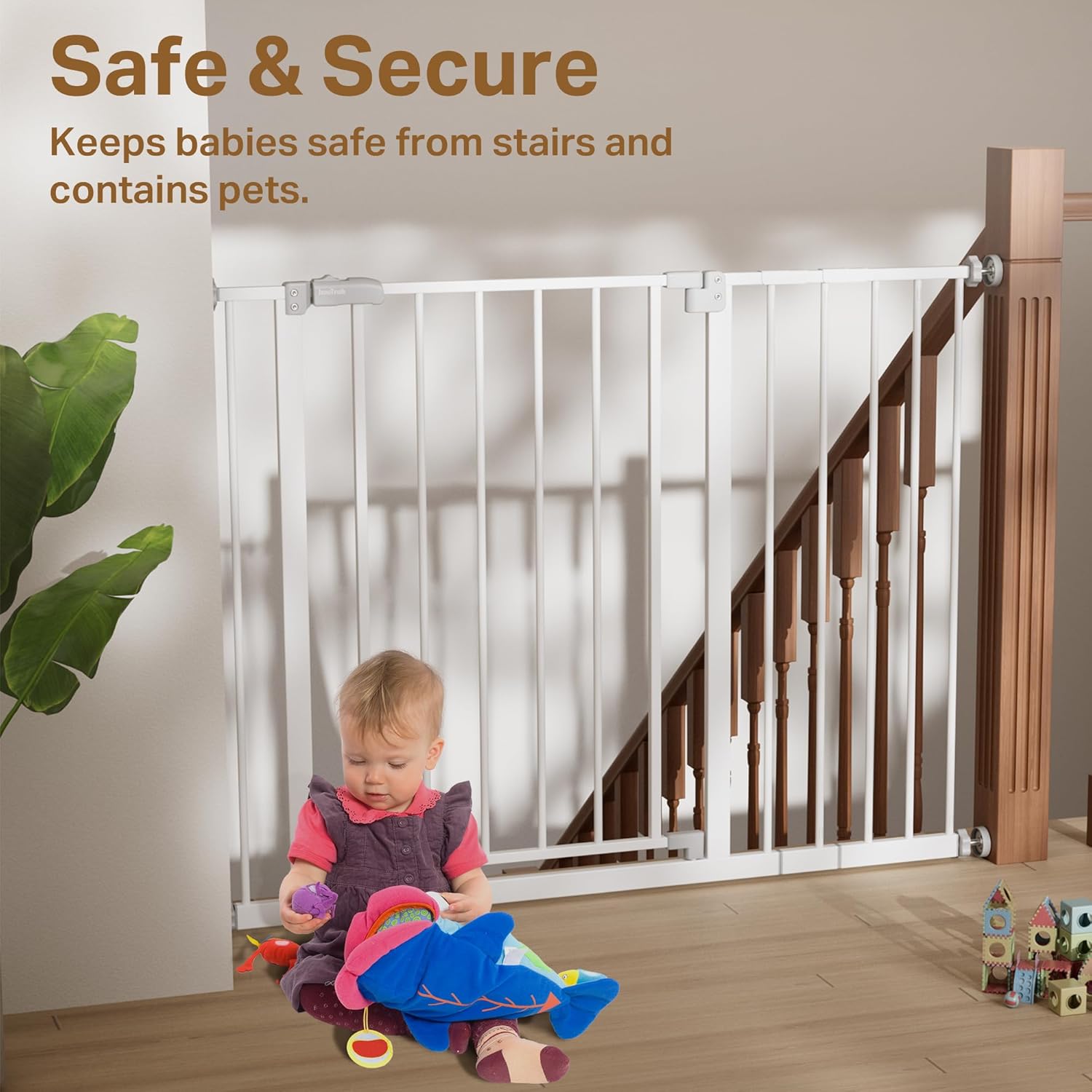 InnoTruth Baby Gate for Stairs and Doorways - White
