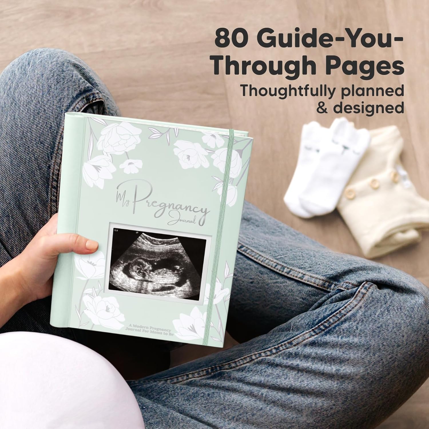 KeaBabies Inkless Hand and Footprint Kit with Pregnancy Journal