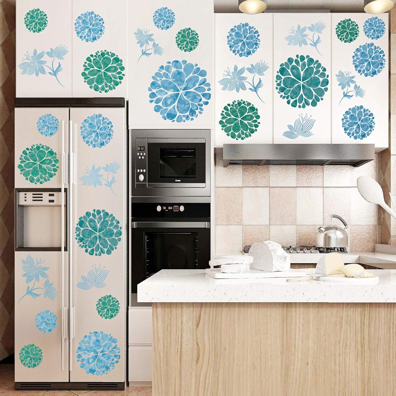 3D DIY Blue Flowers Wall Decals Stickers for Kids Room
