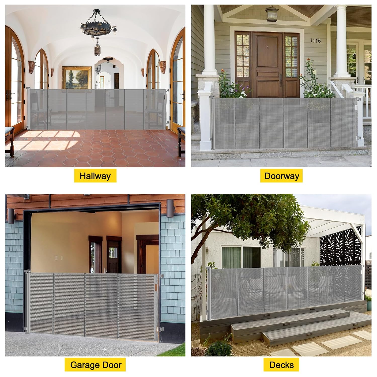 Reinforced 42 Tall x 100 Wide Retractable Baby Gate with Fiberglass Rods