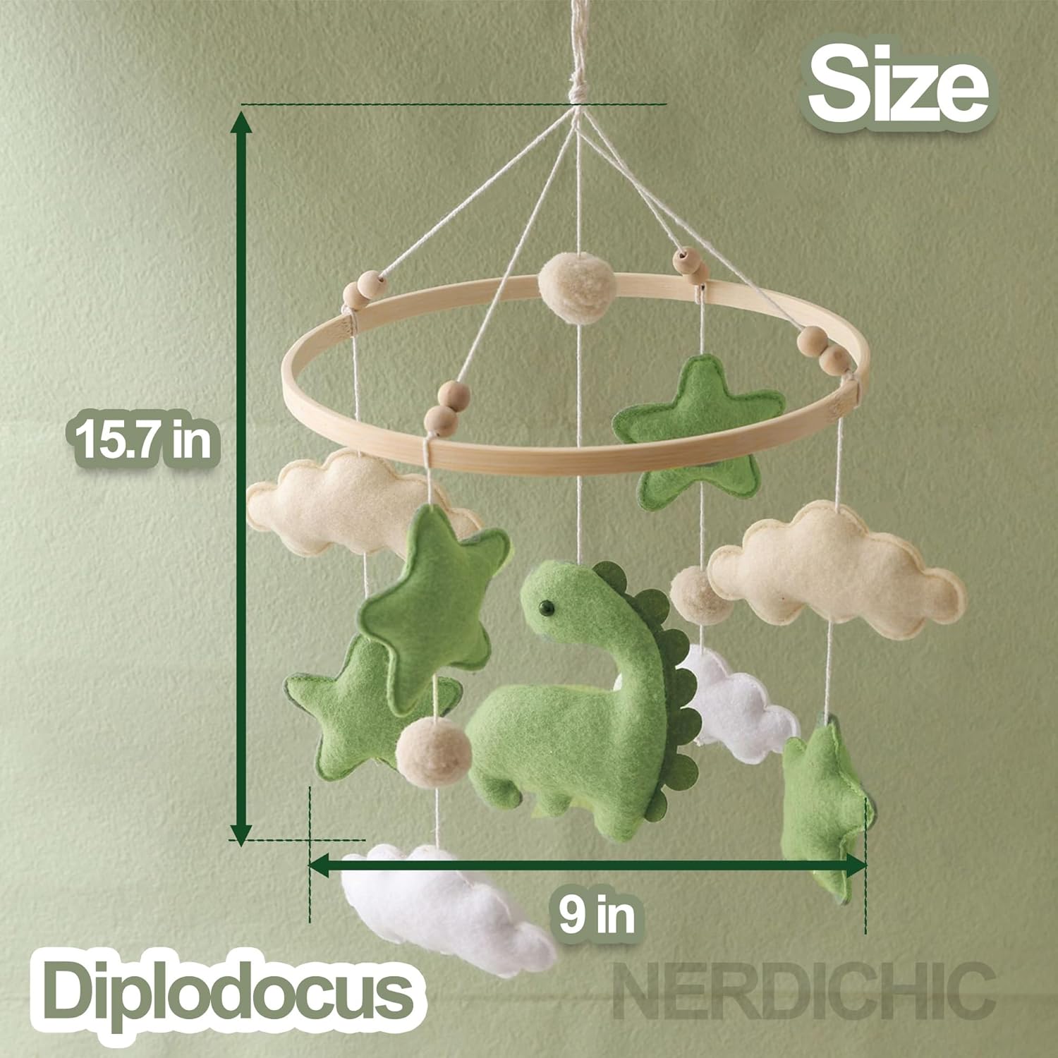 Dinosaur Diplodocus Crib Mobile for Boys Girls