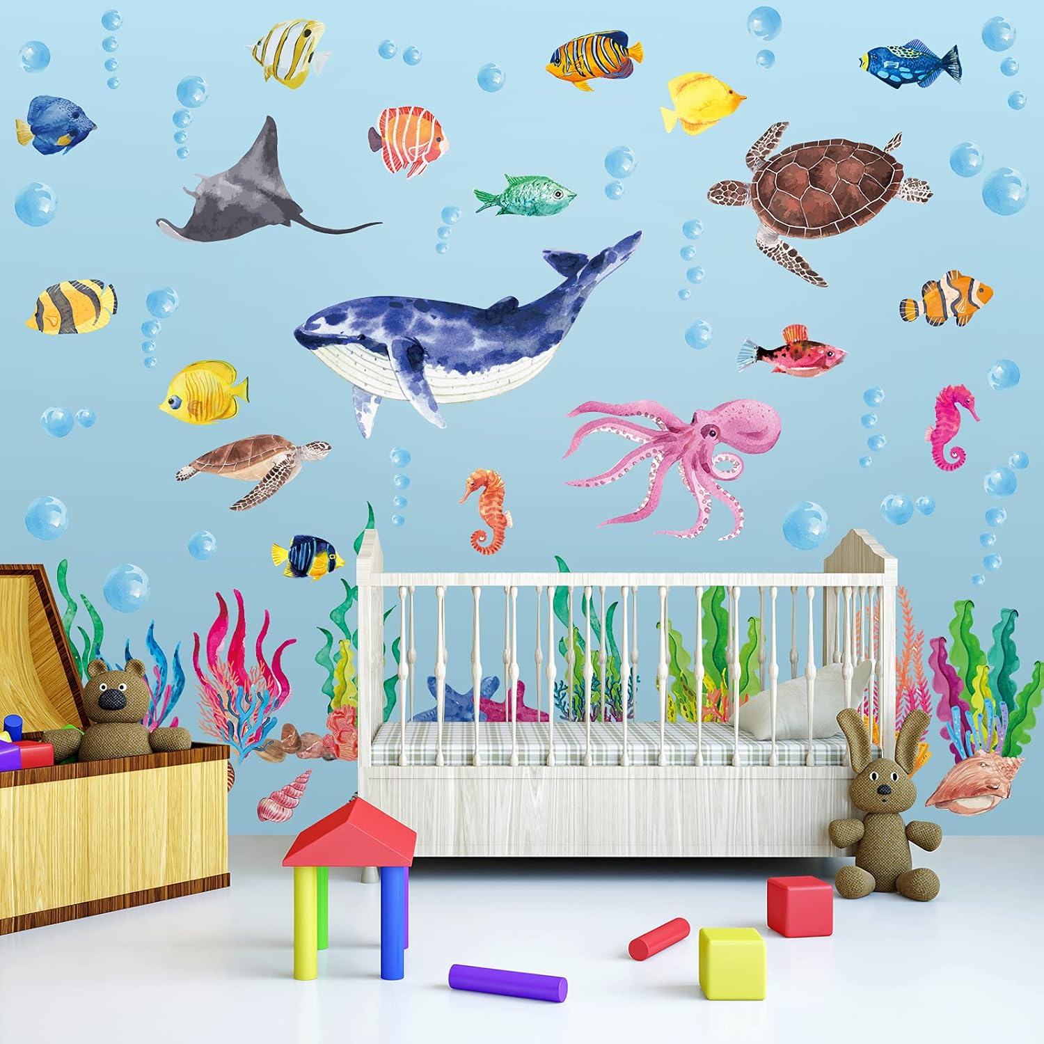 114 Piece Ocean Fish Wall Decals - Under The Sea Decor