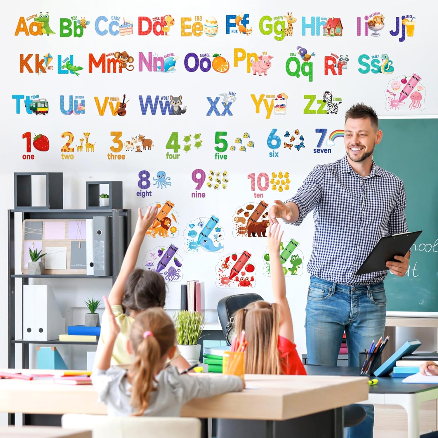 Alphabet Numbers Wall Decals for Kids Room Decor