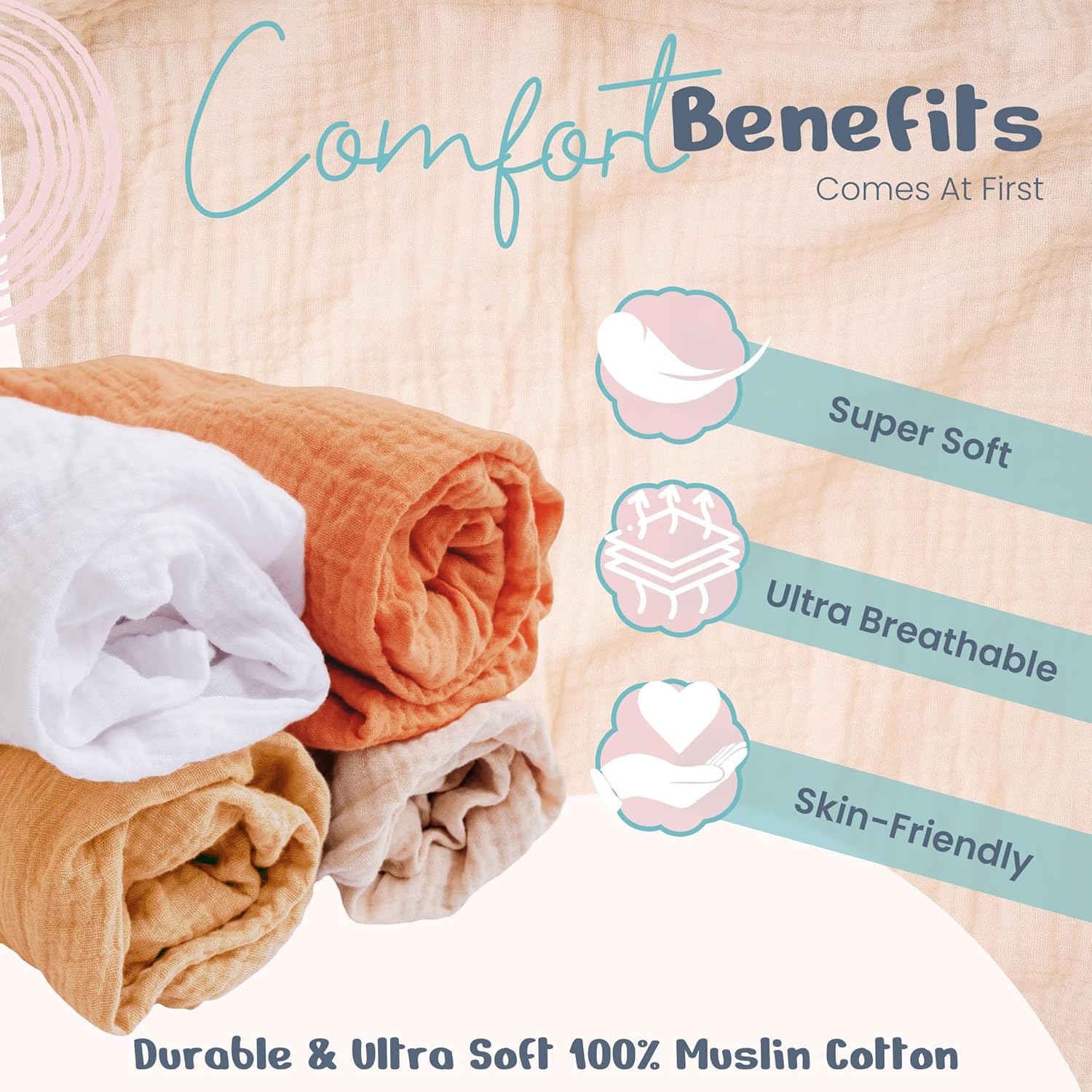 Ultra Soft Muslin Changing Pad Covers 4 Pack