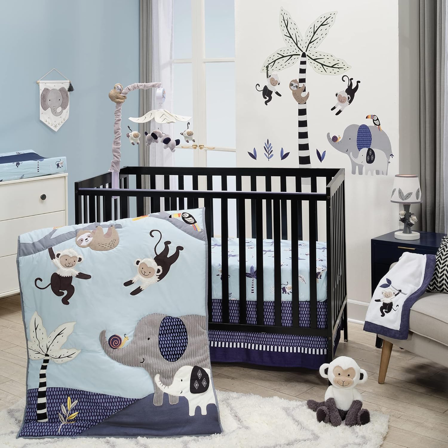 Lambs Ivy Gray Animals Musical Mobile Soother Toy