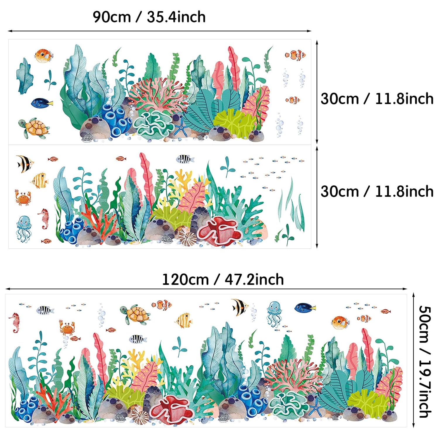 2 Sheets Under the Sea Wall Decals Ocean Life Stickers
