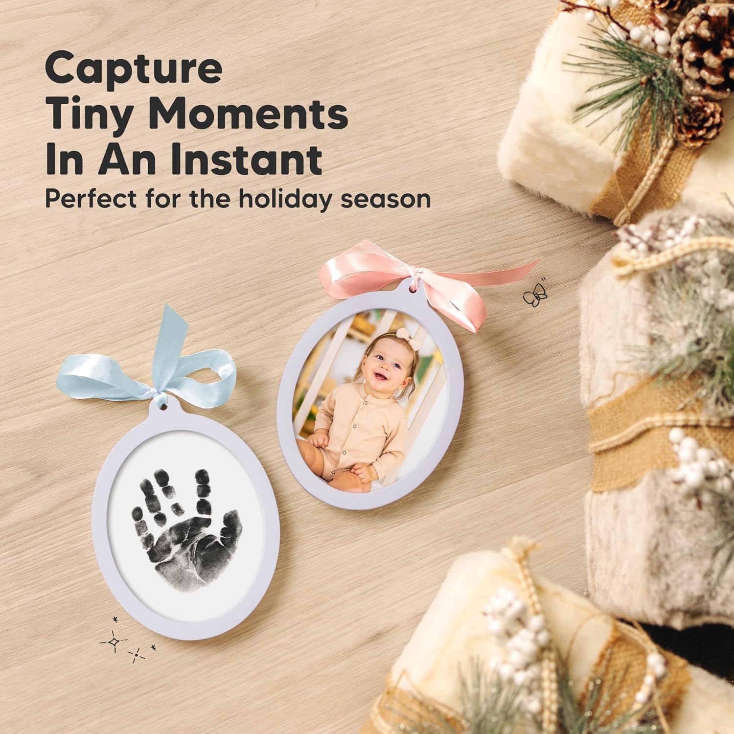 KeaBabies Inkless Baby Hand Footprint Ornament Kit 1