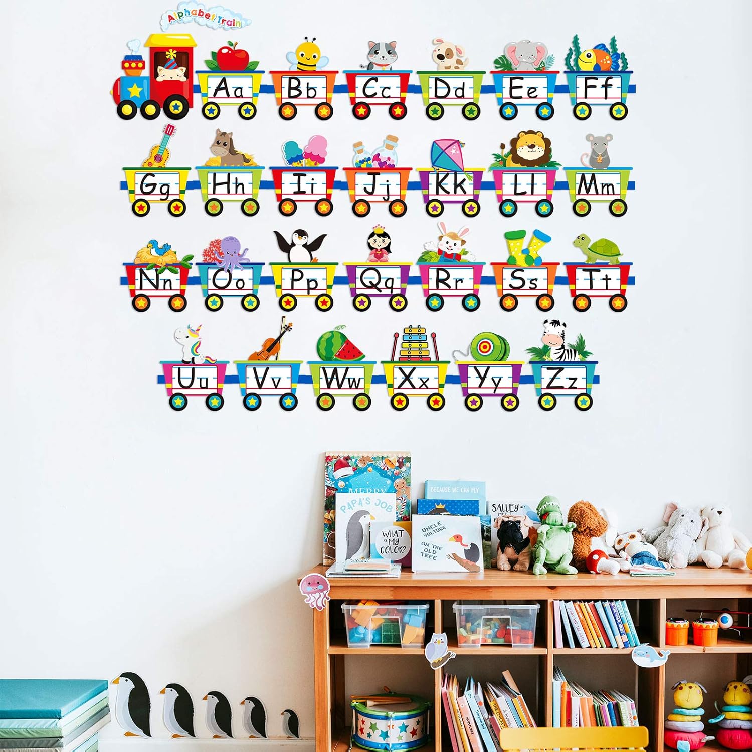 Outus 6 Piece Alphabet Train Wall Decals for Kids and Teens