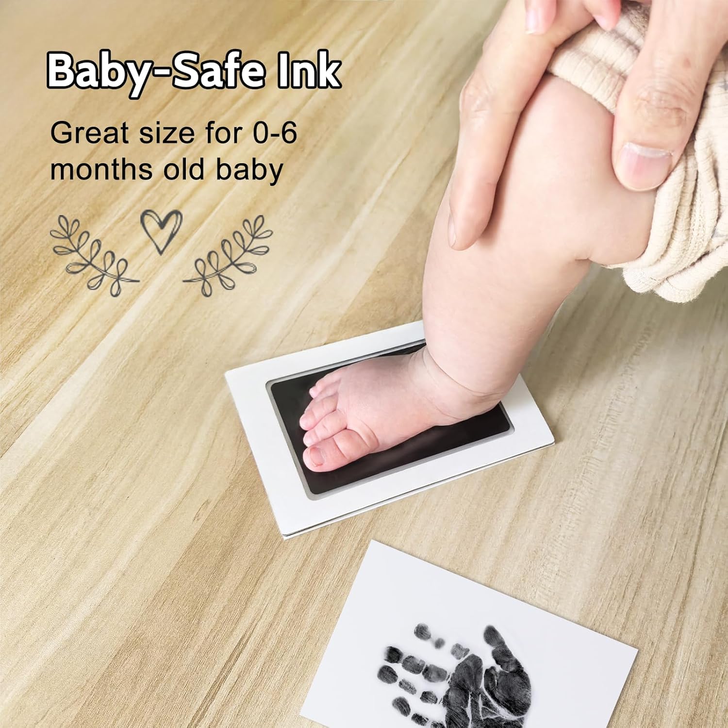 Pink Baby Handprint Footprint Frame with Stamps