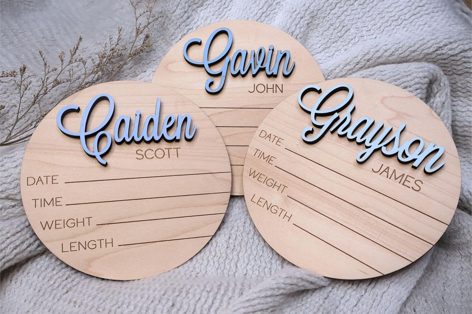 Newborn Baby Stats Sign Made of Wood