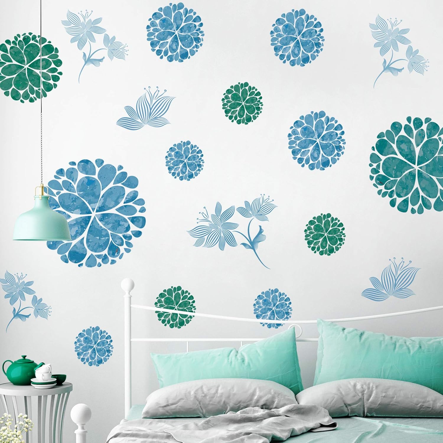 3D DIY Blue Flowers Wall Decals Stickers for Kids Room