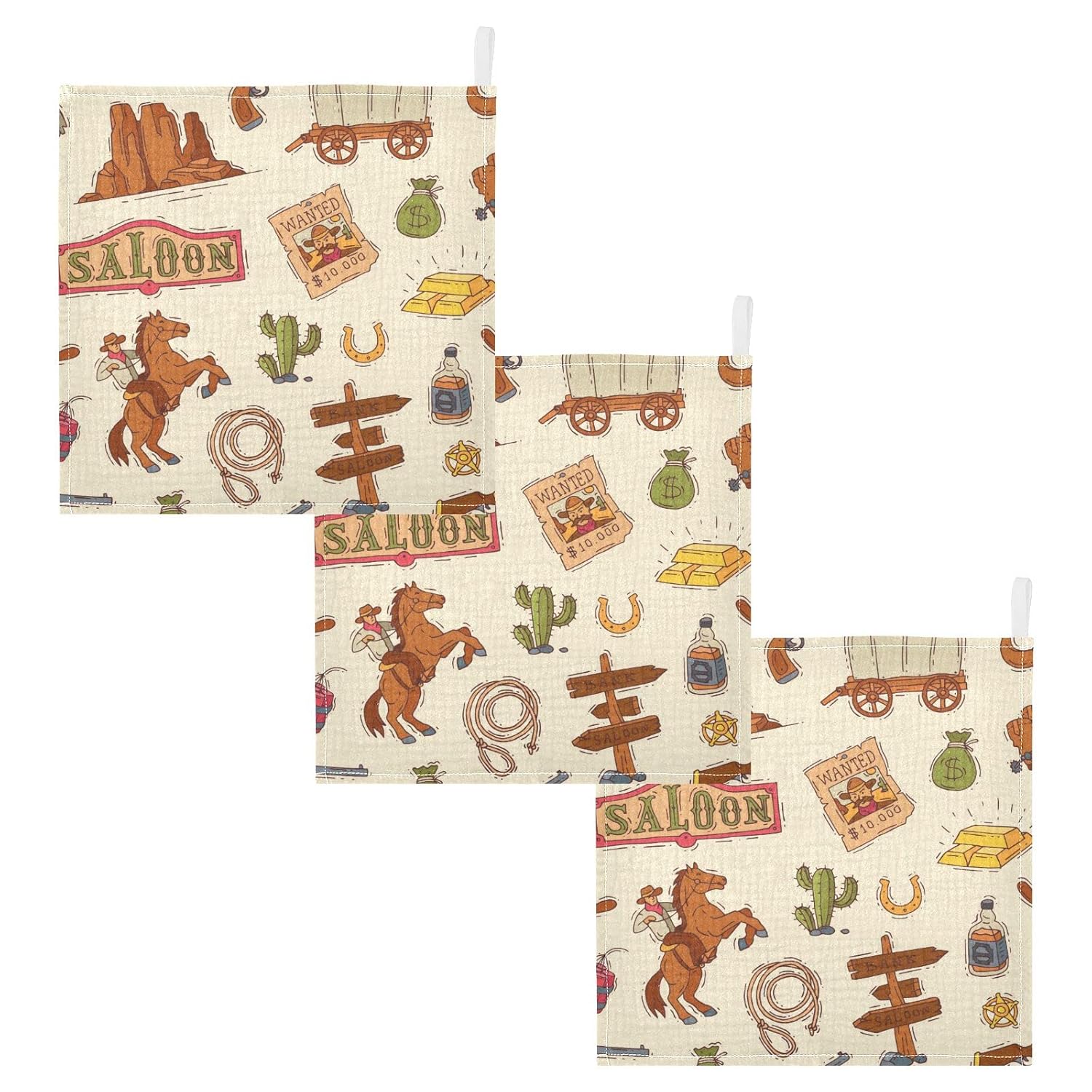 WIFIU Cowboy Sheriff Baby Burp Cloths 3 Pack