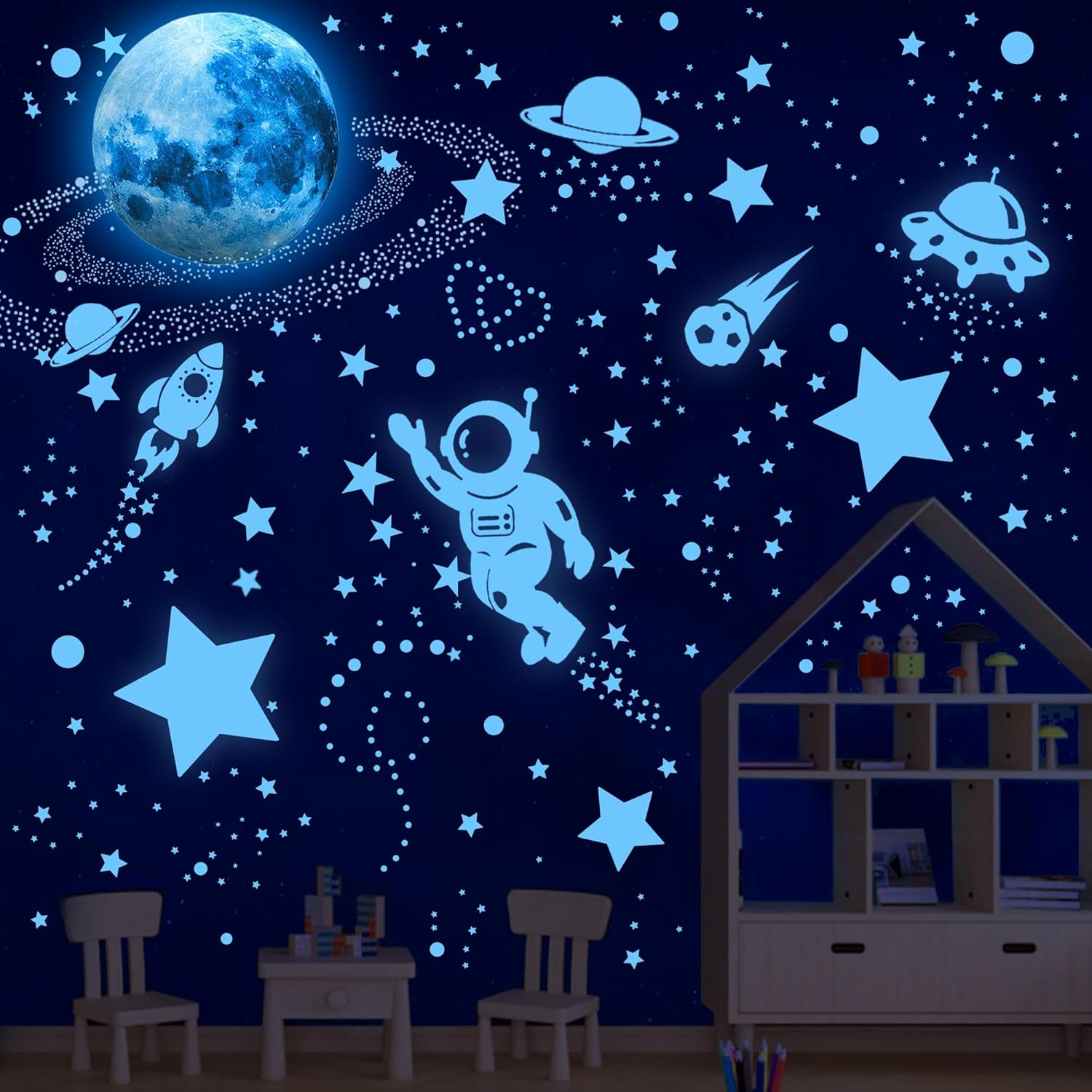 Glow in The Dark Stars Ceiling and Wall Decor for Kids Bedroom