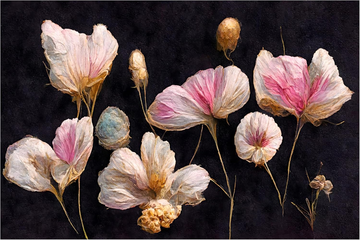 Trademark Fine Art Canvas Wall Art - Gentle Pink Dry Flowers