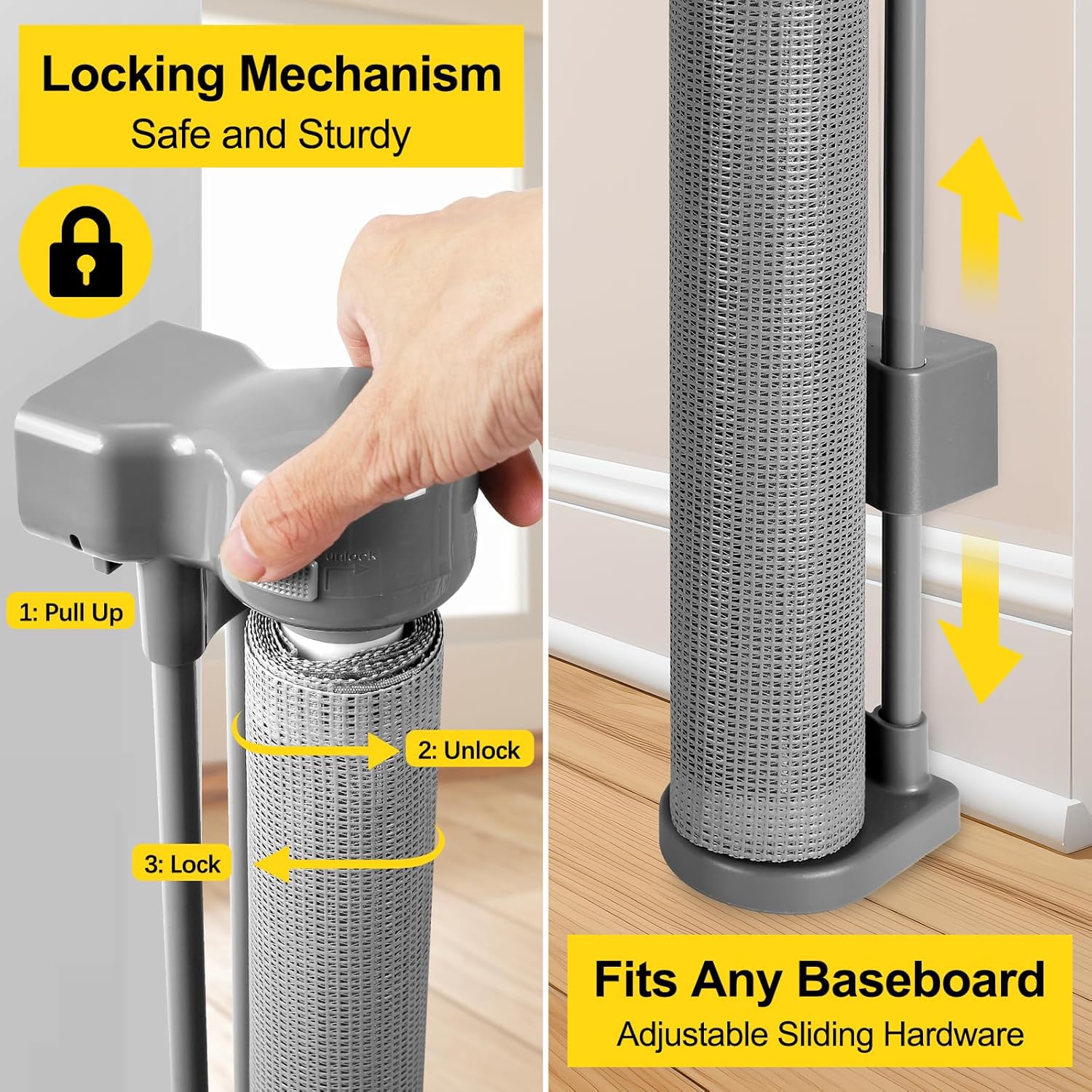Reinforced 42 Tall x 100 Wide Retractable Baby Gate with Fiberglass Rods
