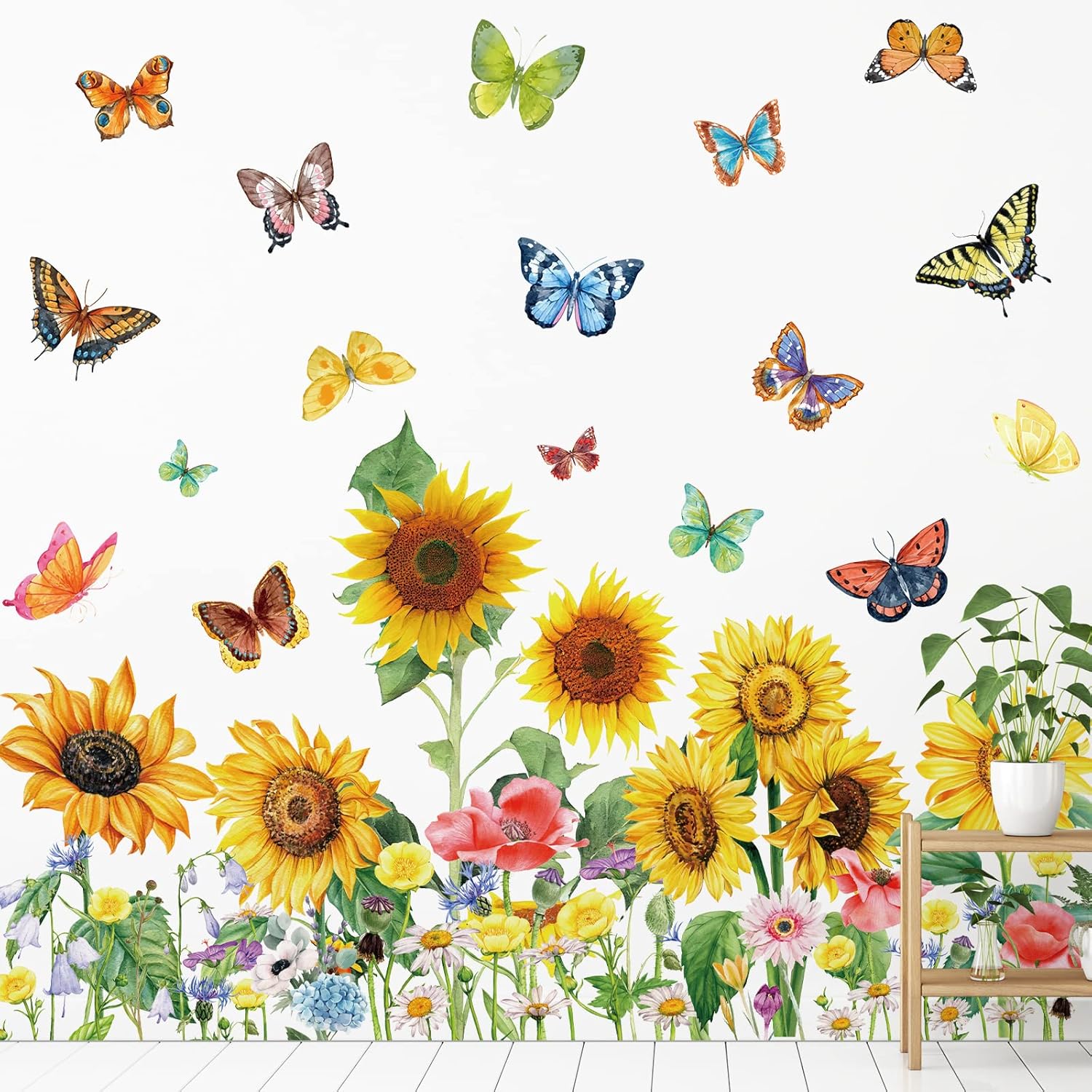 2 Sheets Flowers Wall Decals for Girls Bedroom Decor