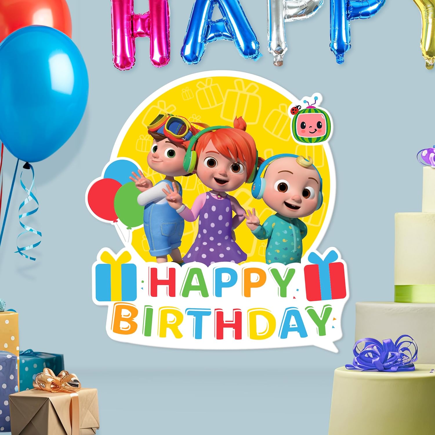 EGD CoComelon JJ and His Brothers Happy Birthday Sign in PVC