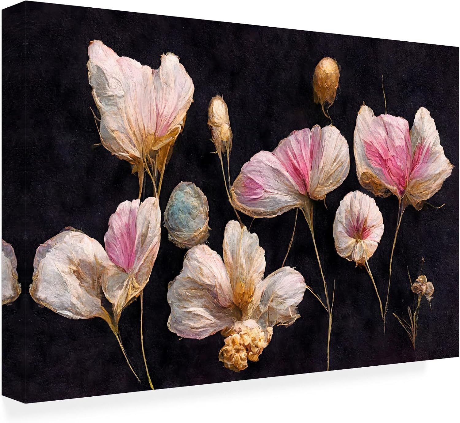 Trademark Fine Art Canvas Wall Art - Gentle Pink Dry Flowers