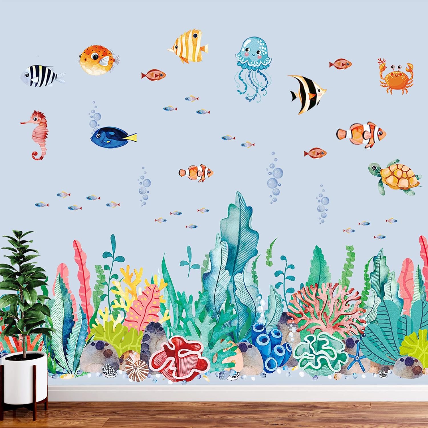 2 Sheets Under the Sea Wall Decals Ocean Life Stickers