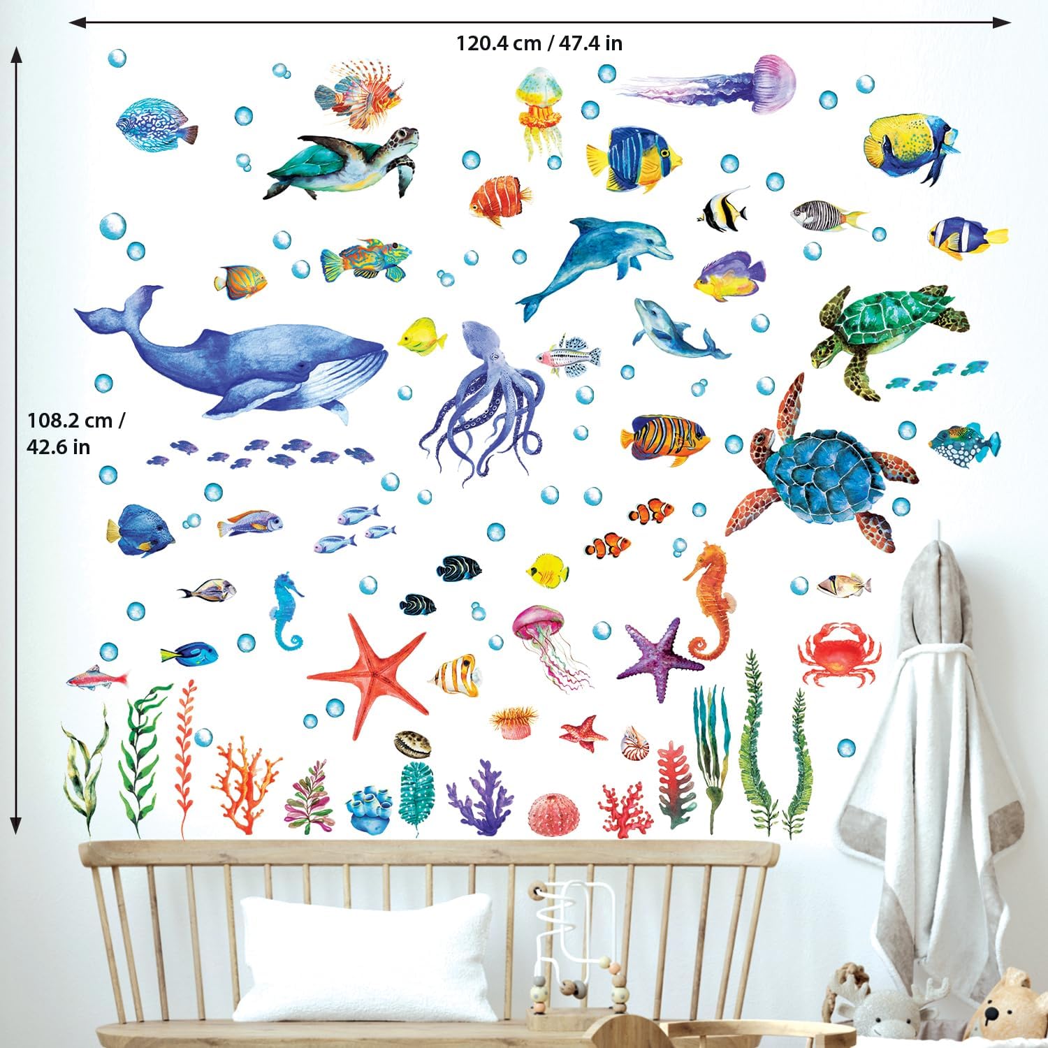Under The Sea Wall Decals 128 Pieces Ocean Fish Stickers