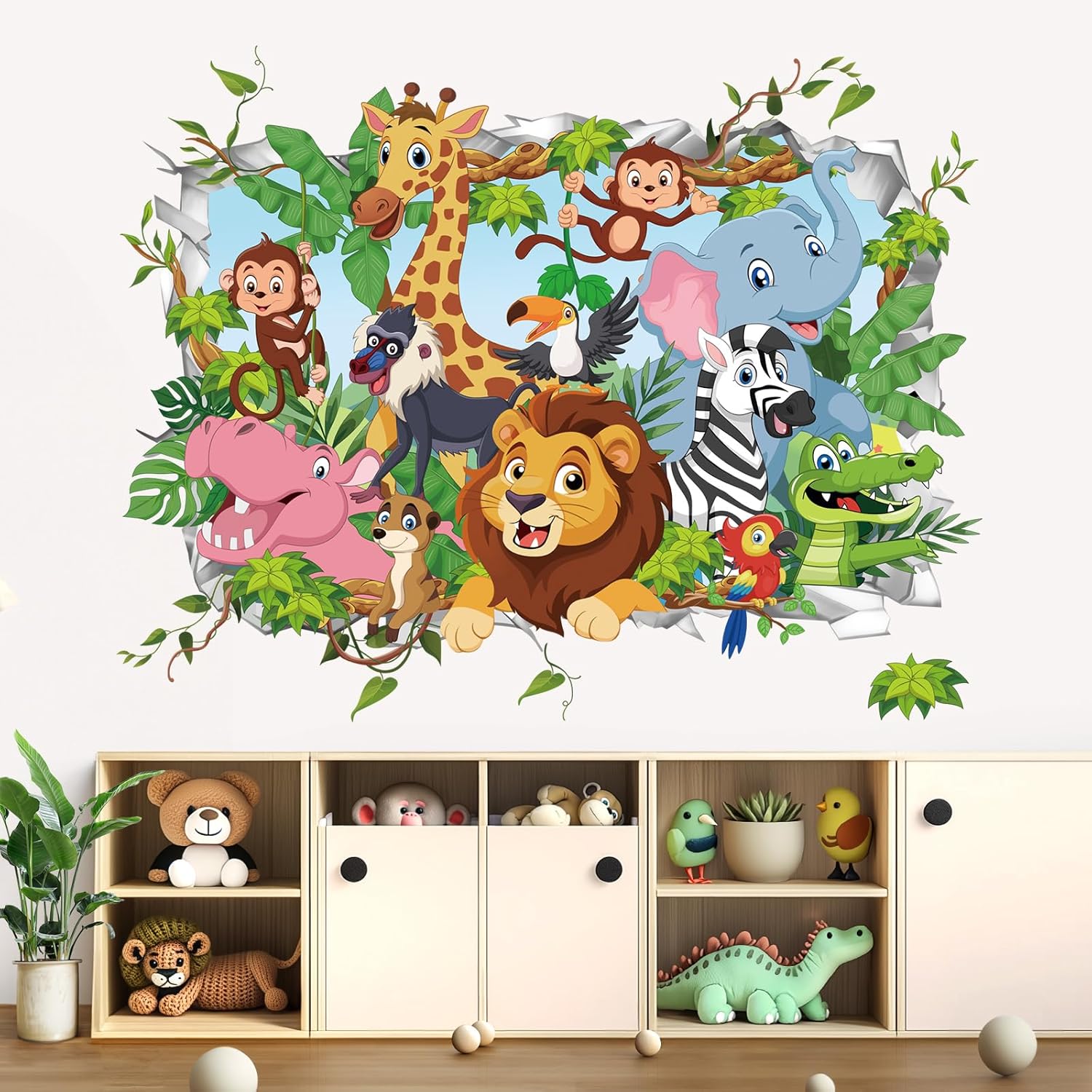 Wondever 3D Jungle Animals Wall Stickers for Baby Nursery Kids Room
