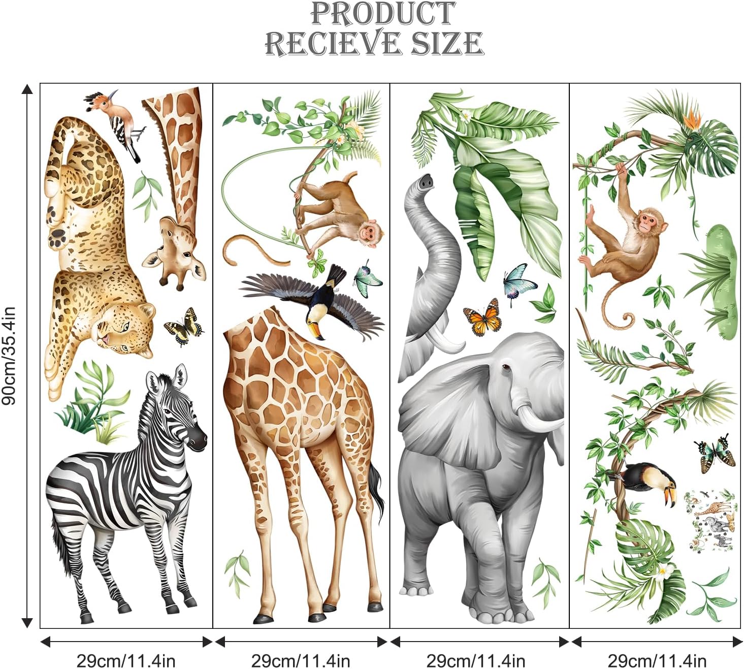 Jungle Safari Animal Wall Decals for Kids Room