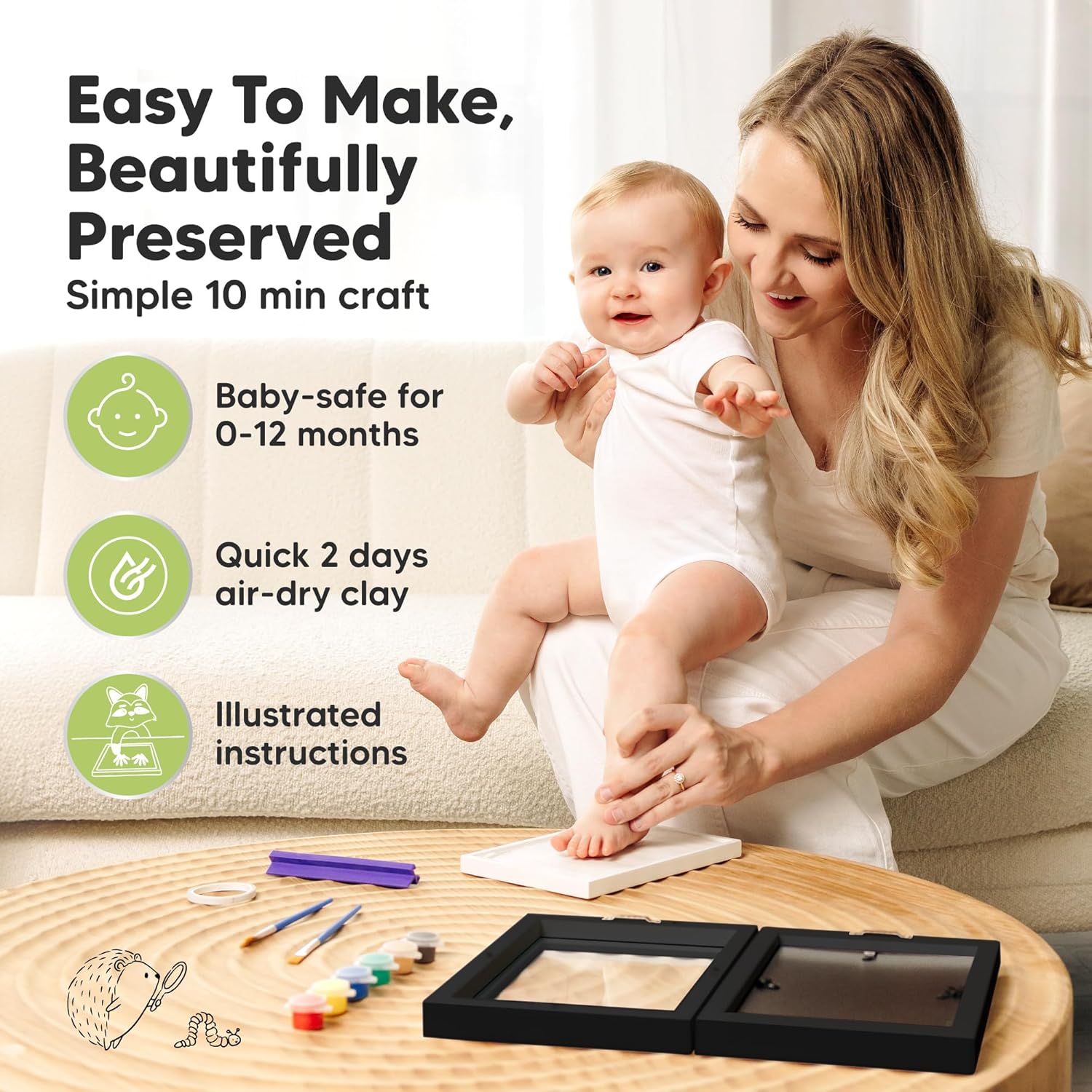 KeaBabies Personalized Baby Hand and Footprint Kit