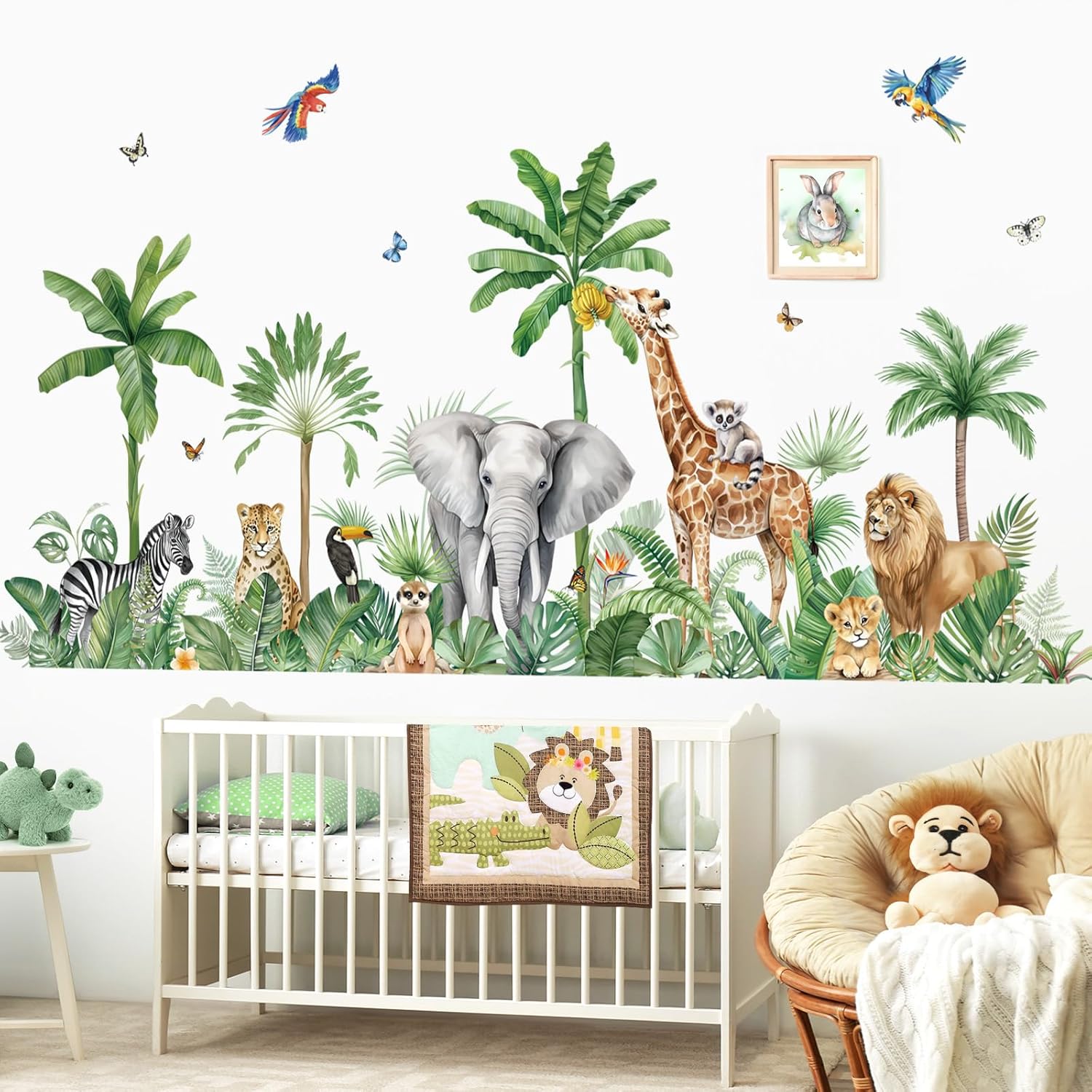 decalmile XXL Jungle Animals Wall Stickers for Kids Room and Nursery Decor
