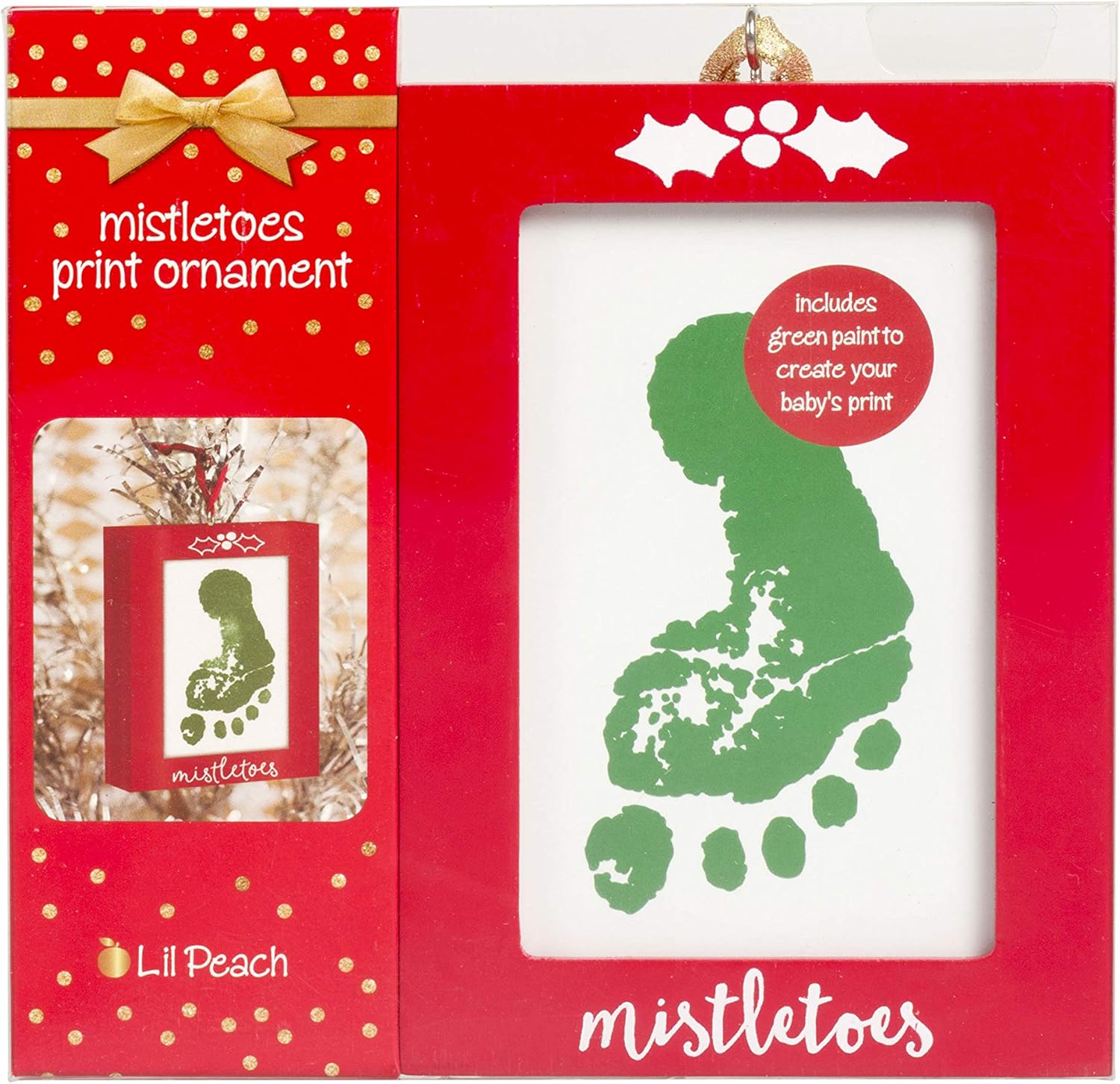 Lil Peach Mistletoe Footprint Ornament Pack of 2