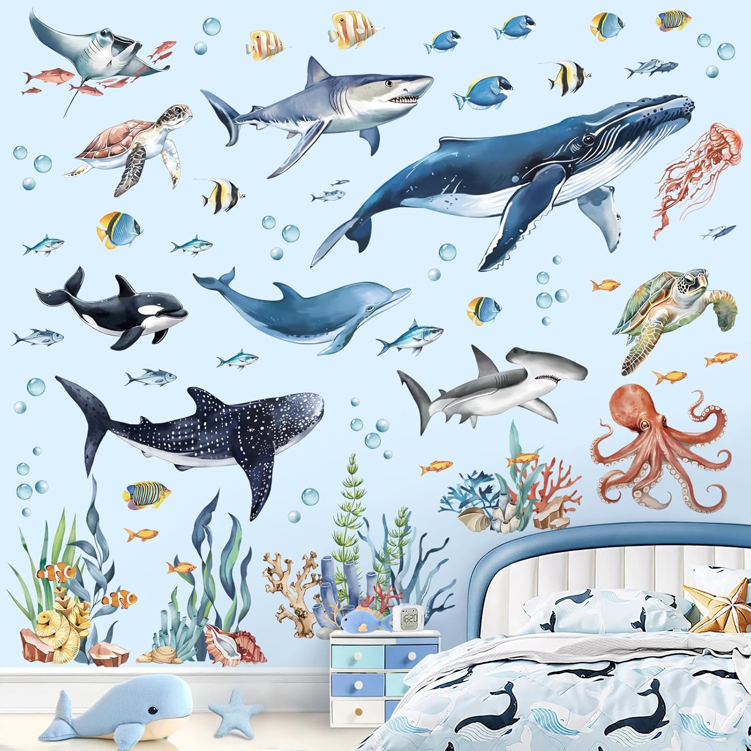 Decalmile Under The Sea Fish Wall Decals Ocean Animal Decor Stickers