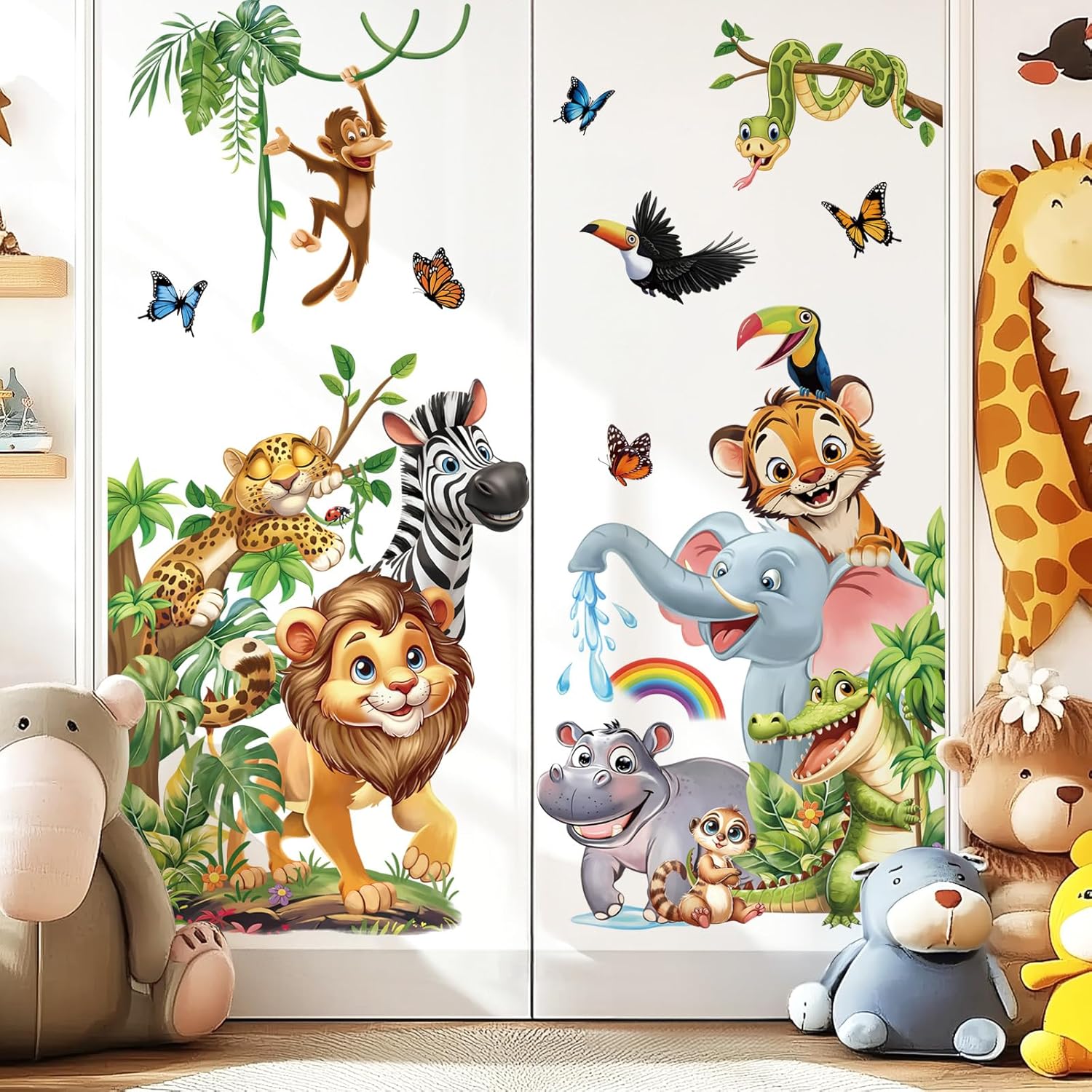 Jungle Animals Wall Stickers for Kids Room and Baby Nursery
