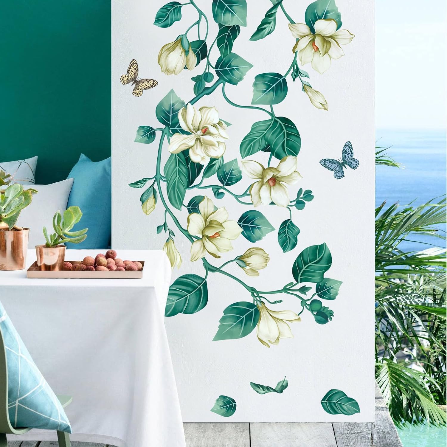 Amaonm Removable DIY 3D Blue Flower Wall Decals