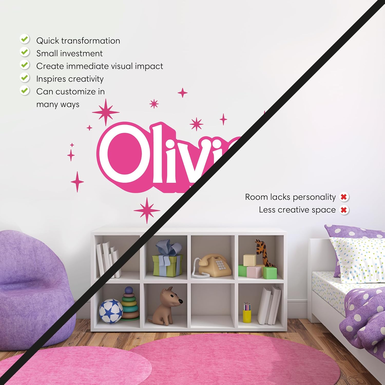 Custom Name Vinyl Wall Decal Sticker for Girls Room