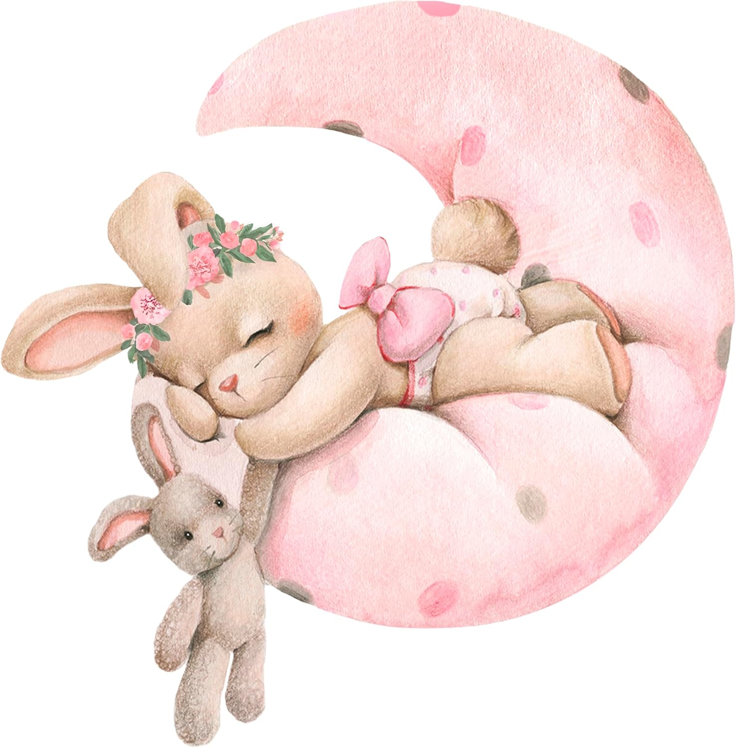 Pink Bunny Wall Decals for Baby Girl Room