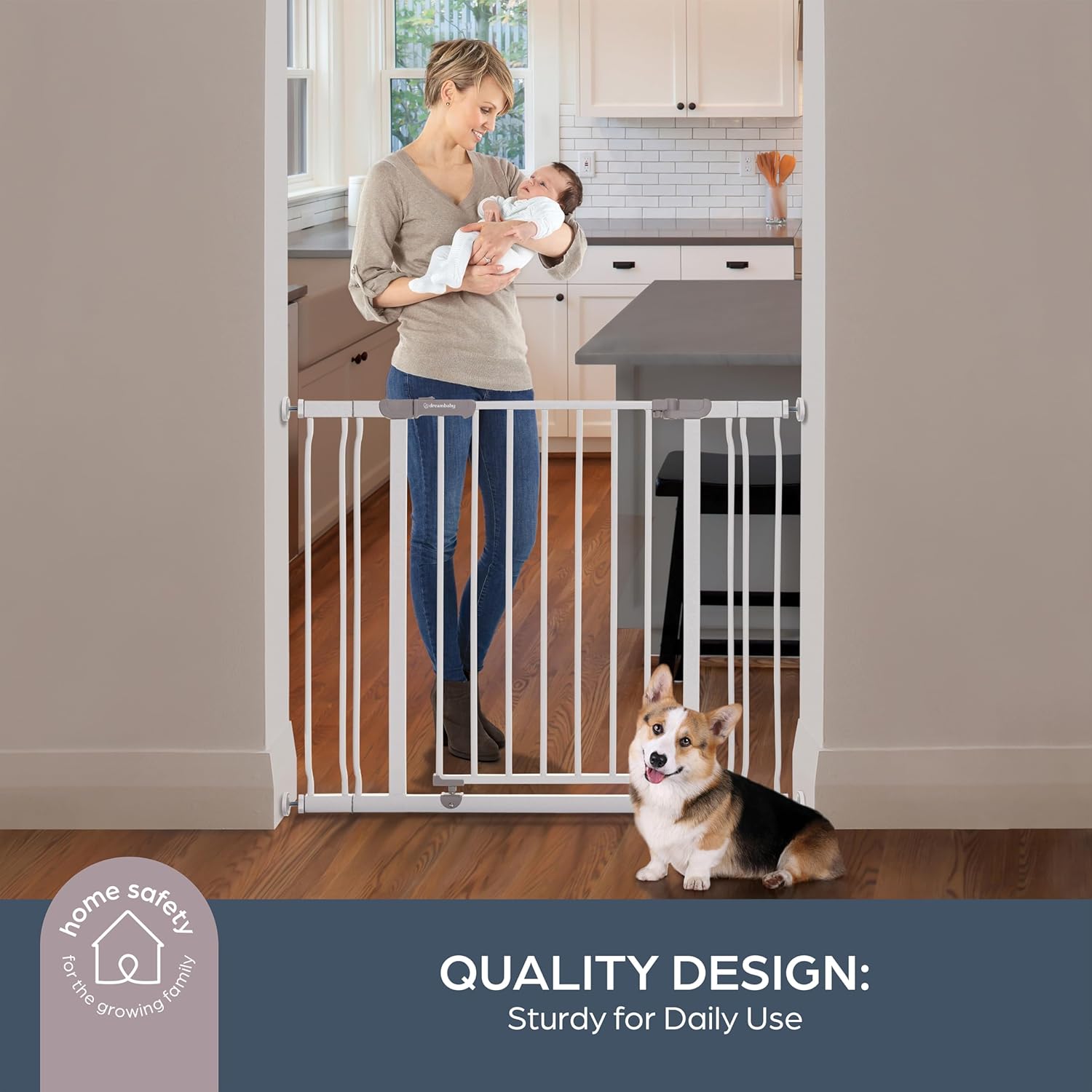 Dreambaby Ava Extra Wide Baby Gate - White Dog Gate