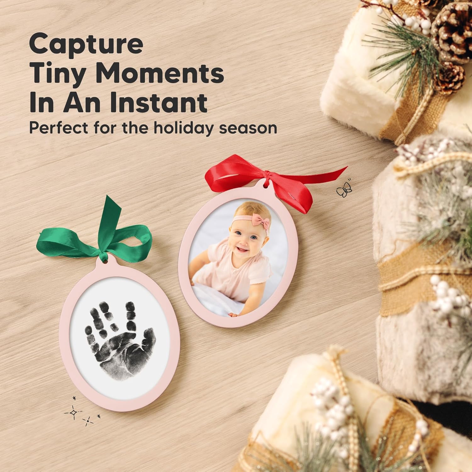 Inkless Baby Hand and Footprint Ornament Kit - Personalized Keepsake for Newborn and Pet Lovers