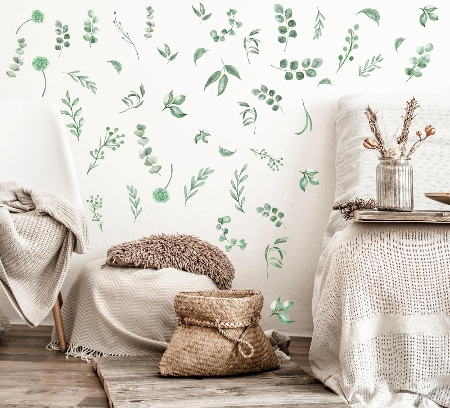 Barri Design Green Leaves Wall Stickers Boho Decor