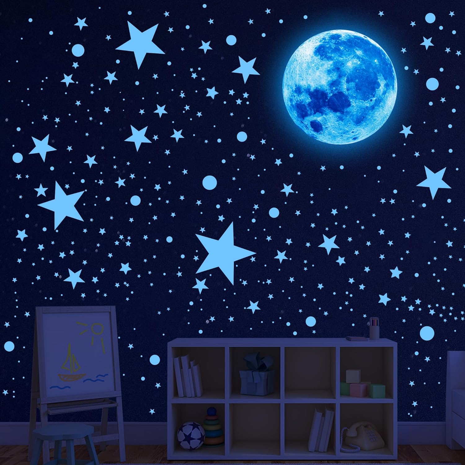 492Pcs Glow in the Dark Stars Ceiling Moon Space Wall Decals
