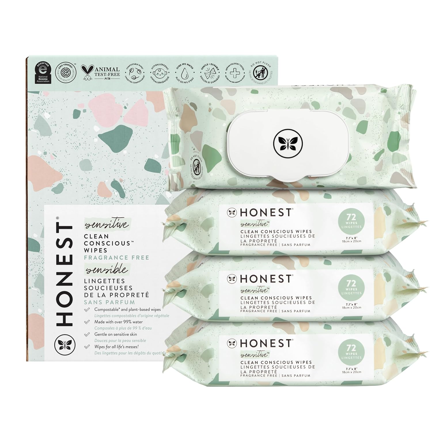 The Honest Company Multi-Use Wipes Hypoallergenic Unscented